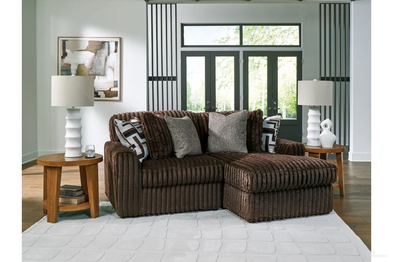 Midnight-Madness 2-Piece RAF Sectional with Chaise In Chocolate