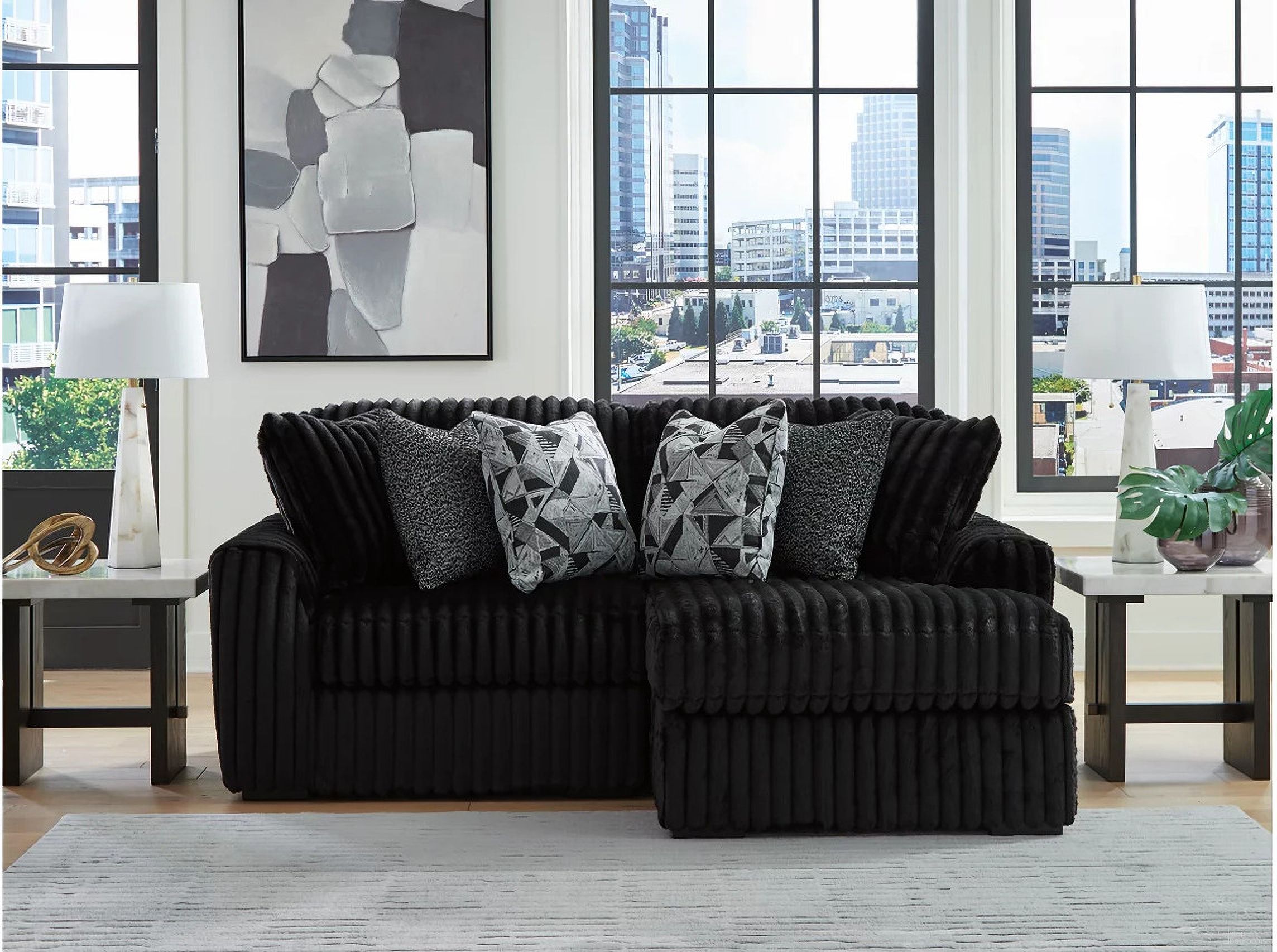 Midnight-Madness 2-Piece RAF Sectional with Chaise In Onyx