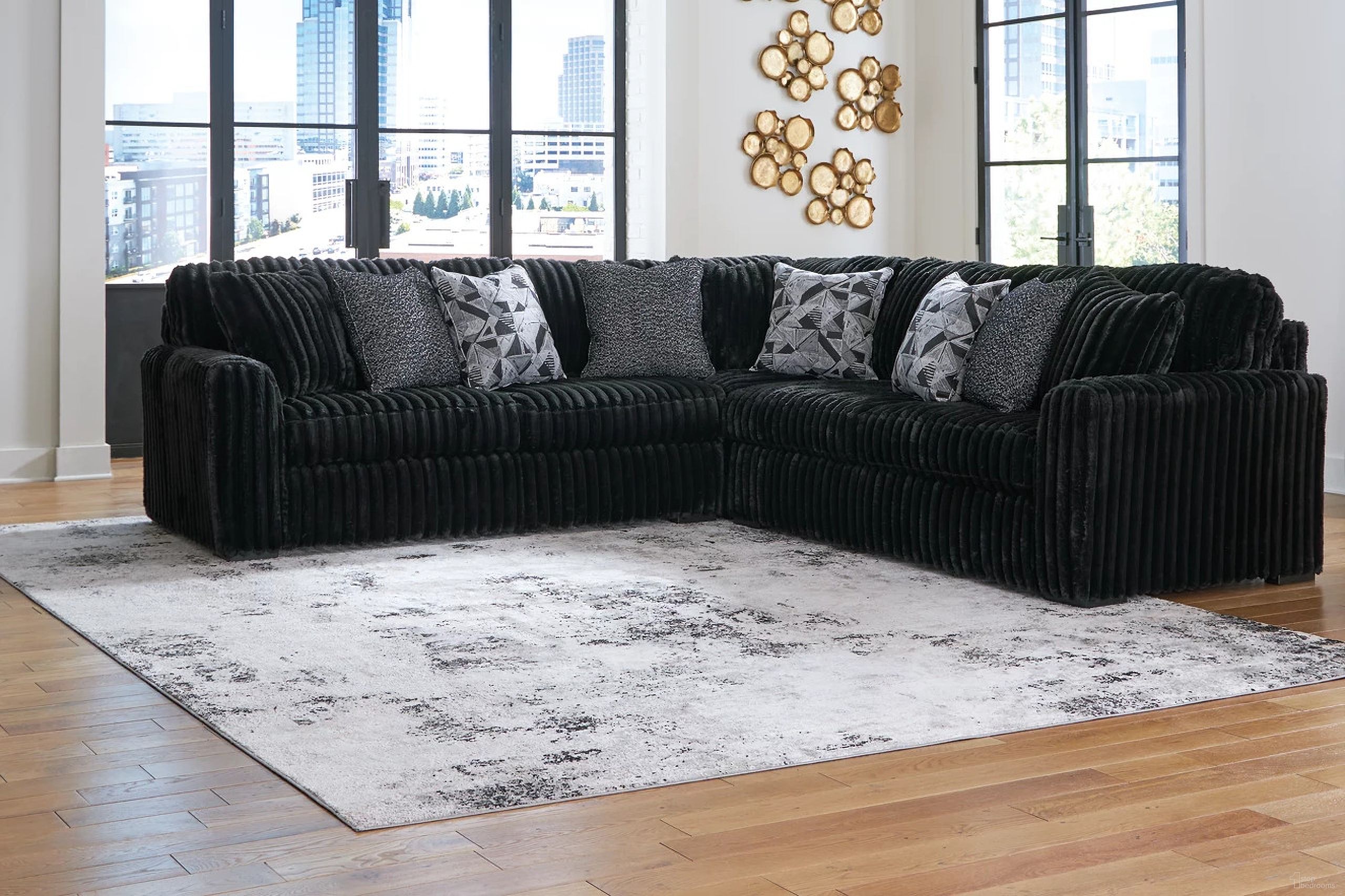 Midnight-Madness 3-Piece Sectional In Onyx