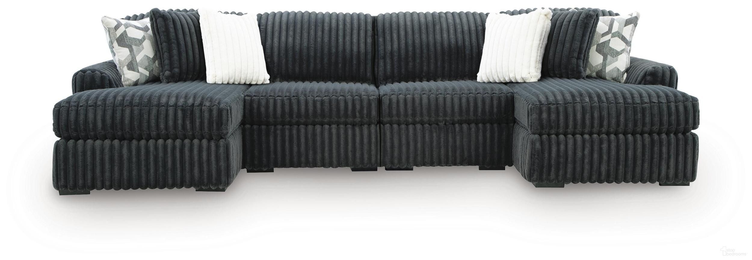 Midnight-Madness 4-Piece Double Chaise Sectional In Gunmetal