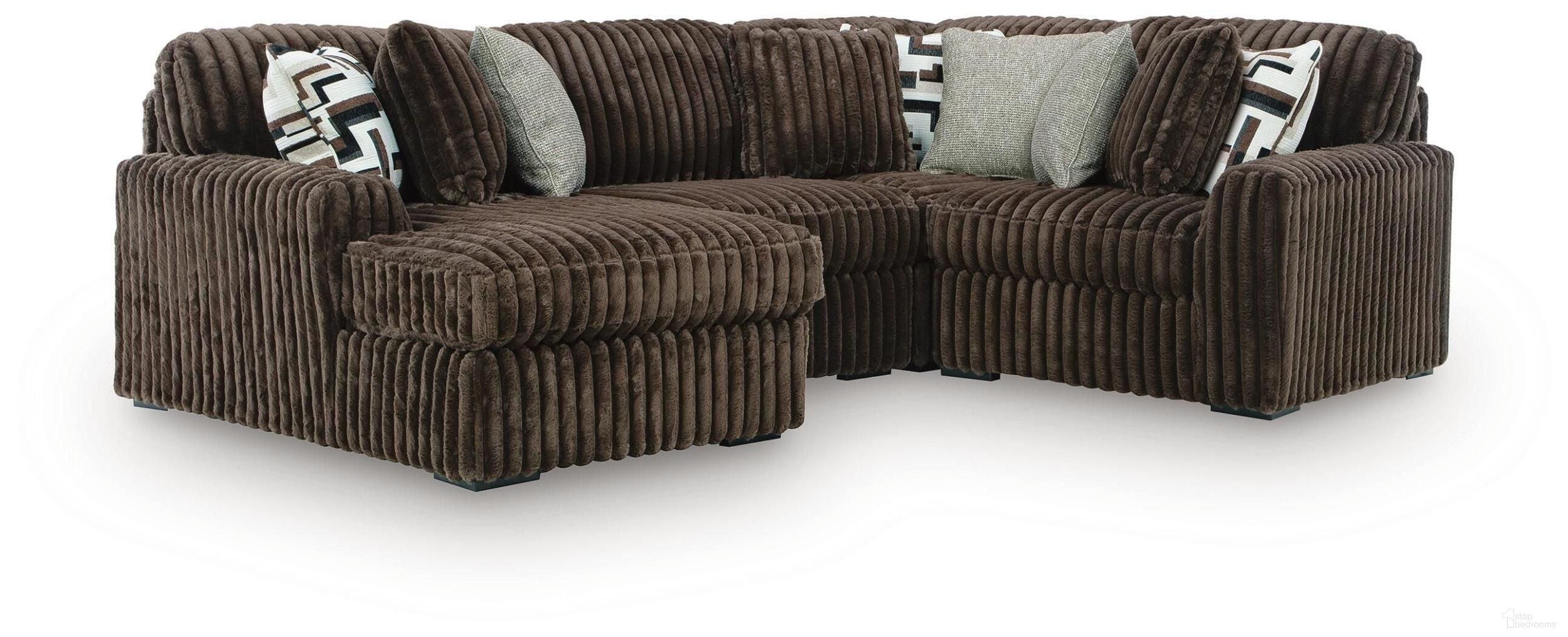 Midnight-Madness 4-Piece Sectional with LAF Chaise In Chocolate