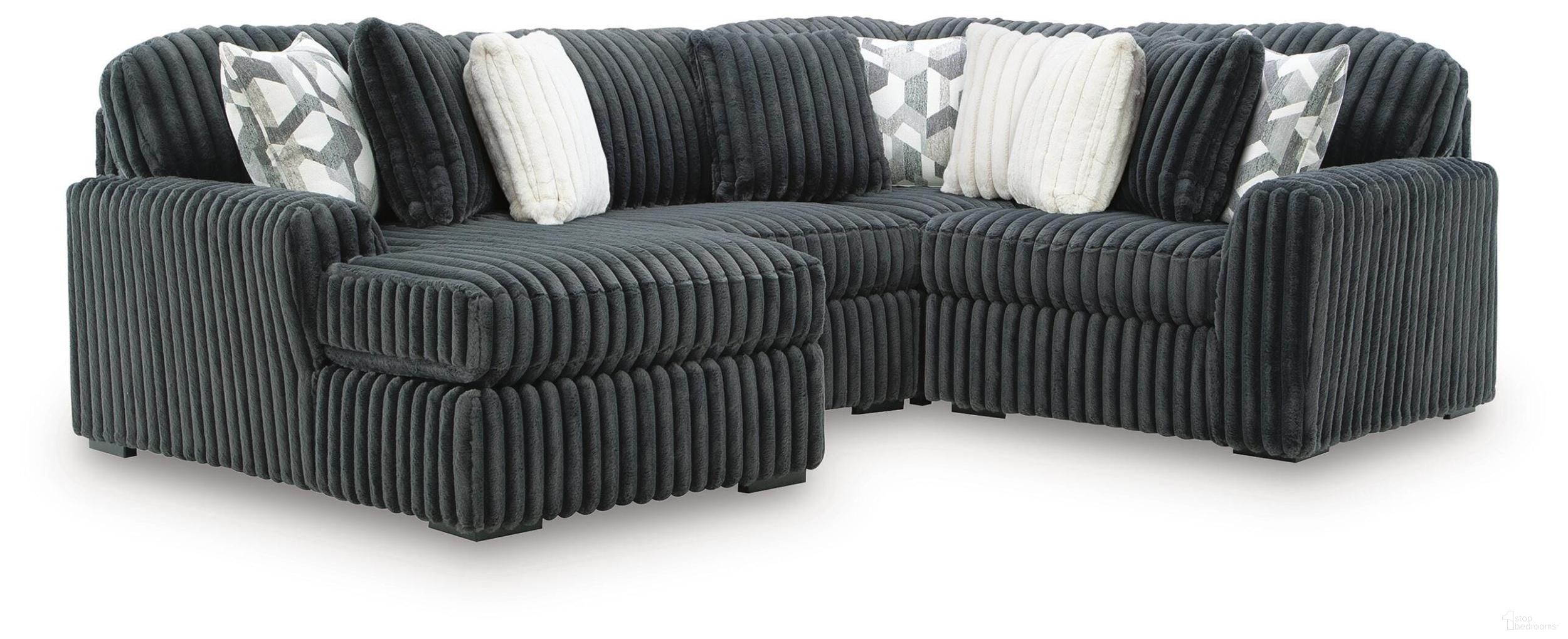 Midnight-Madness 4-Piece Sectional with LAF Chaise In Gunmetal