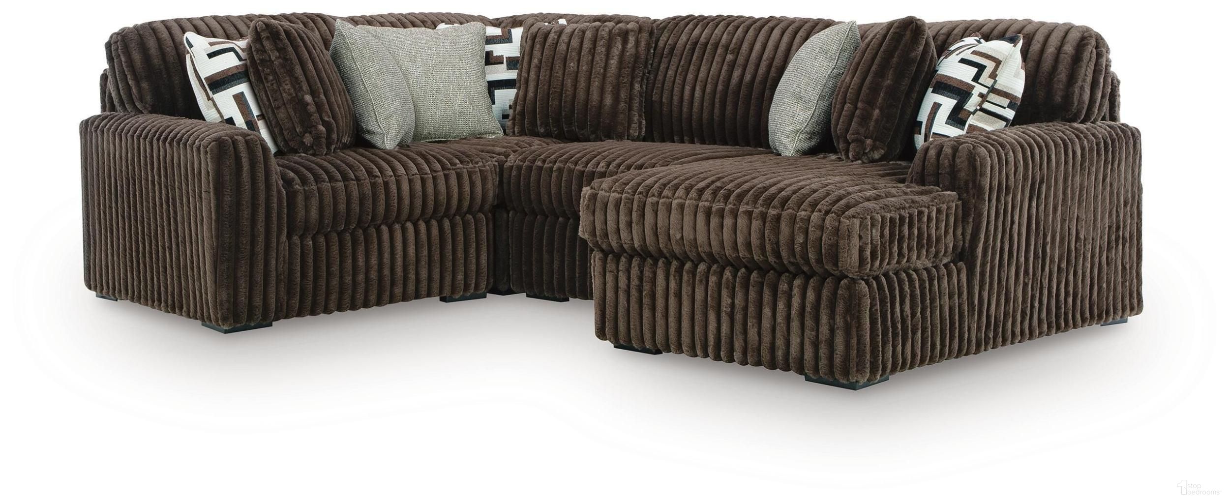 Midnight-Madness 4-Piece Sectional with RAF Chaise In Chocolate