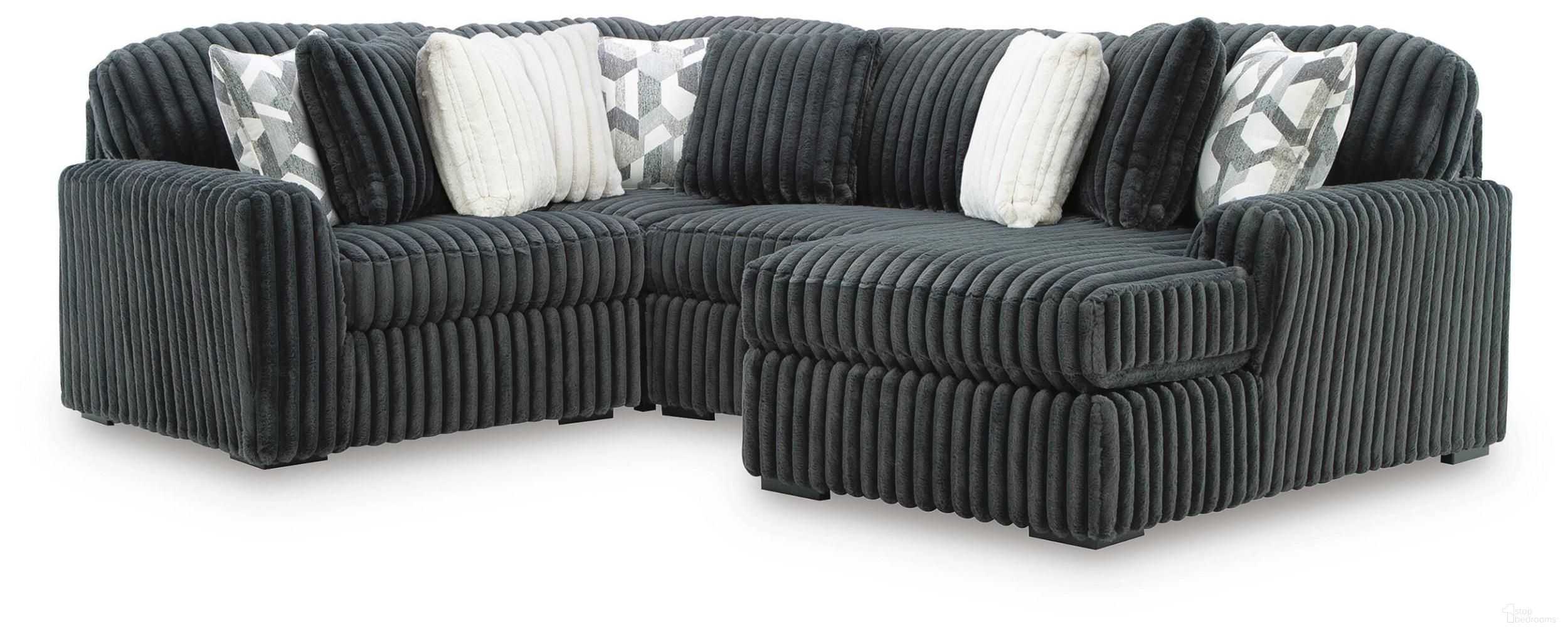 Midnight-Madness 4-Piece Sectional with RAF Chaise In Gunmetal