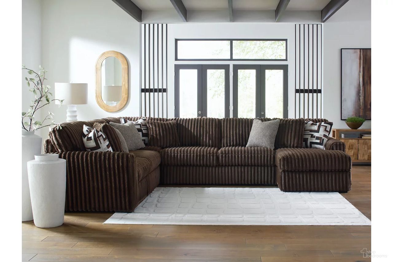 Midnight-Madness 4-Piece Sectional with RAF Corner Chaise In Chocolate