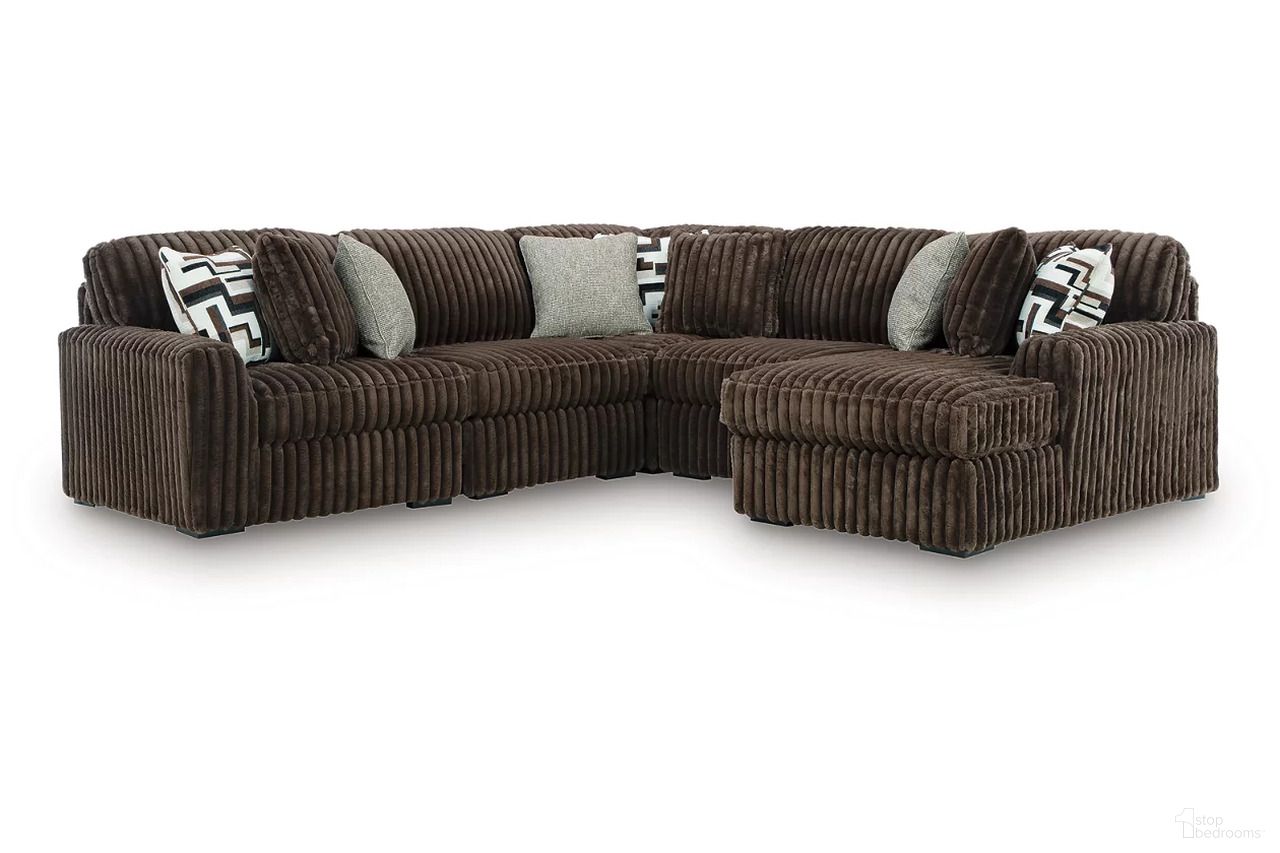 Midnight-Madness 5-Piece RAF Sectional with Chaise In Chocolate
