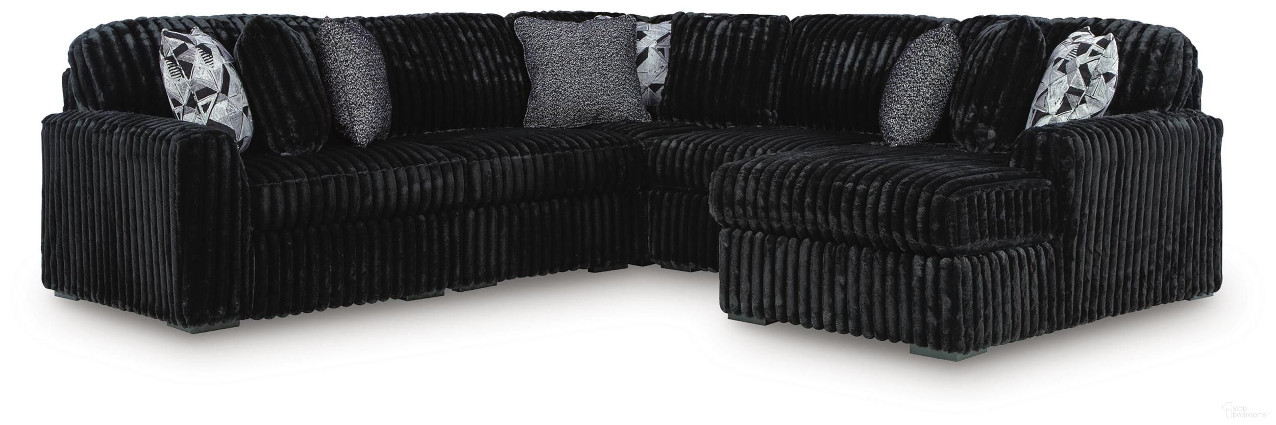Midnight-Madness 5-Piece Sectional with RAF Chaise In Onyx