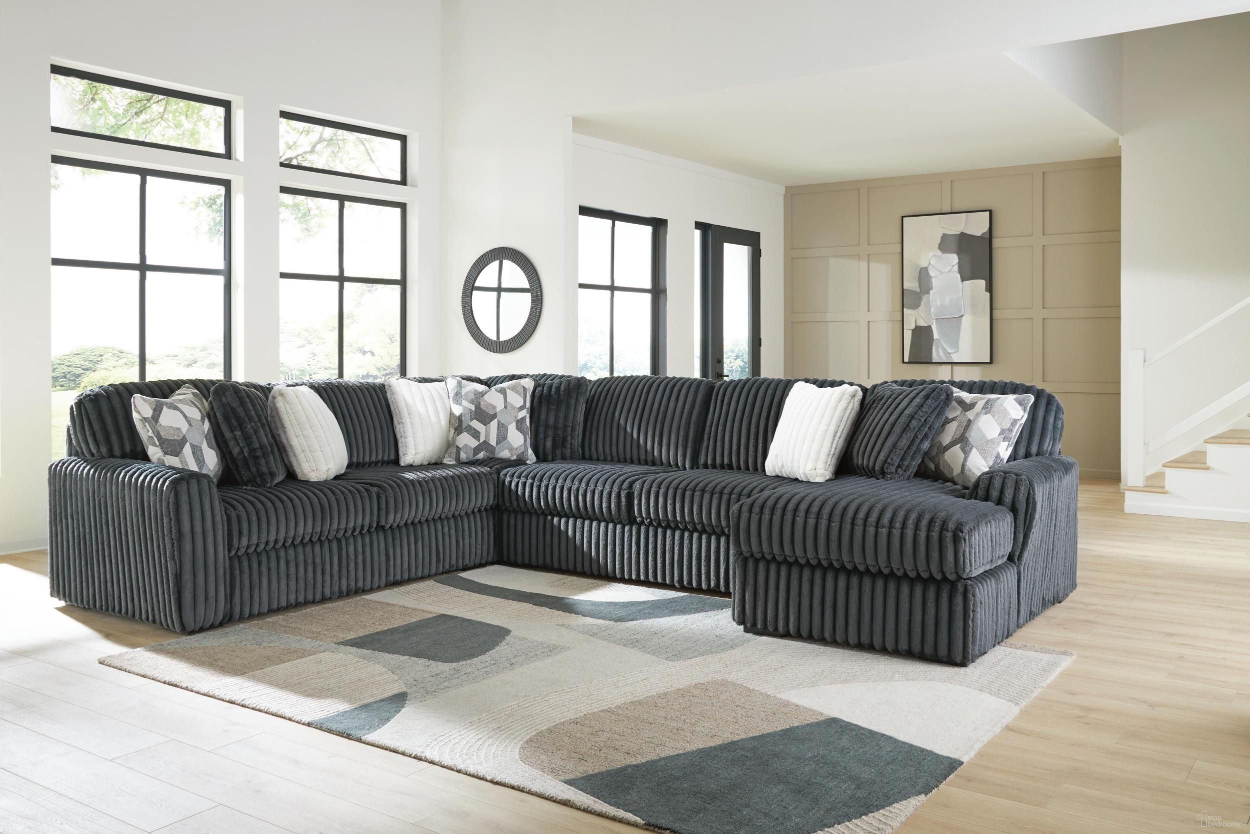 Midnight-Madness 6-Piece Sectional with RAF Chaise In Gunmetal