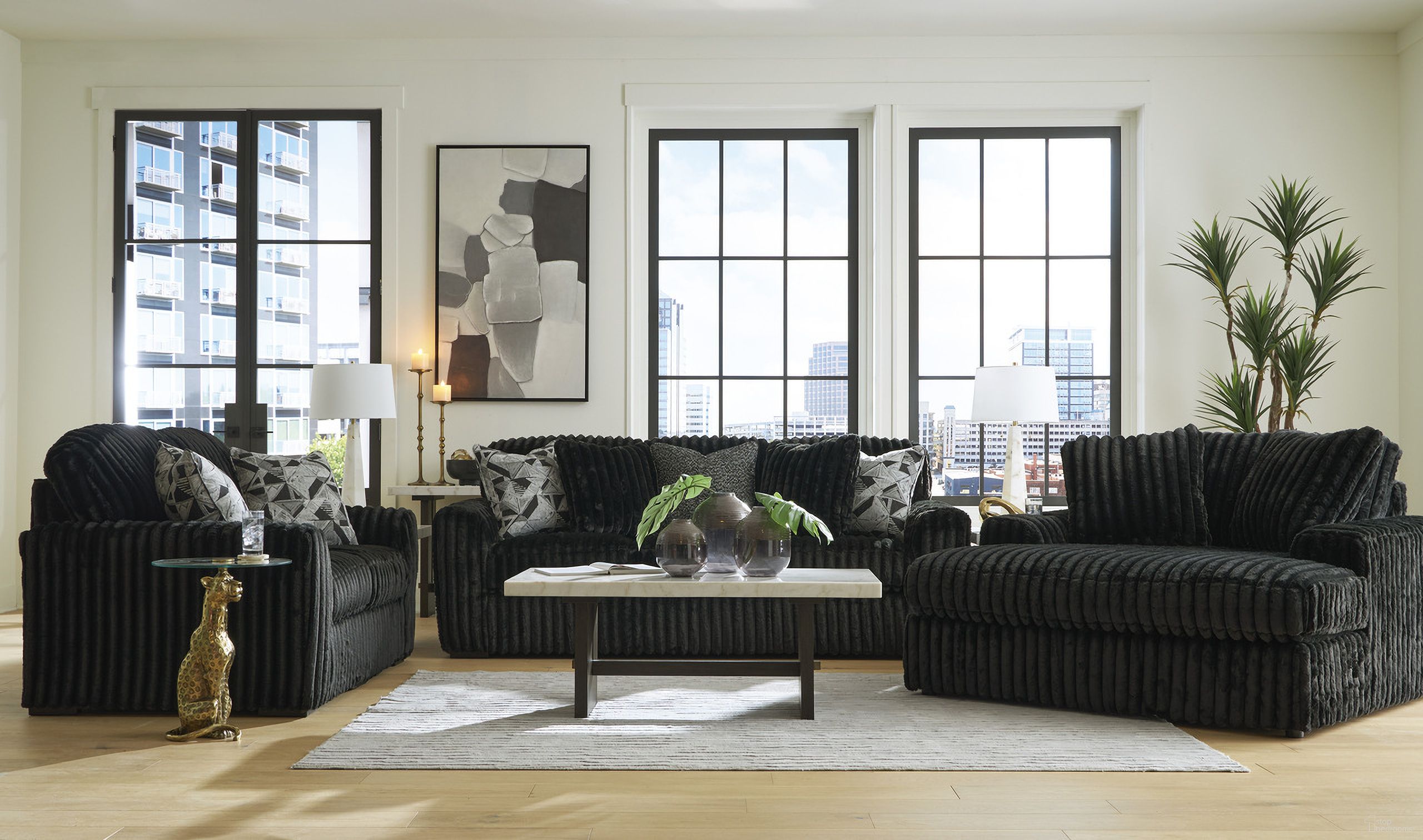 The appearance of Midnight-Madness Living Room Set In Onyx designed by Signature Design by Ashley in the modern / contemporary interior design. This onyx piece of furniture was selected by 1StopBedrooms from Midnight-Madness Collection to add a touch of cosiness and style into your home. Sku: 9810338;9810335. Material: Polyester.