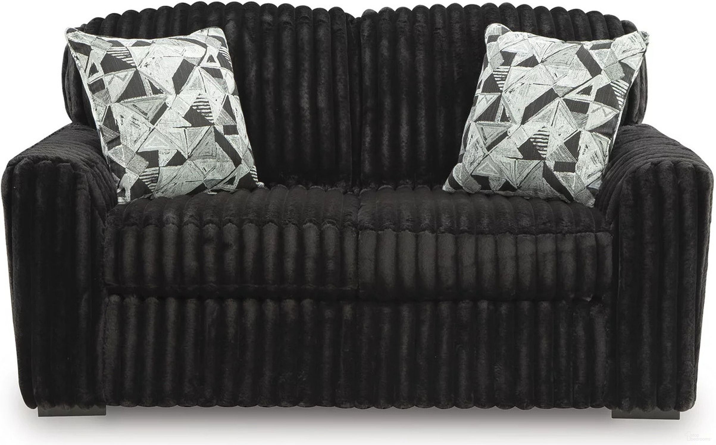 The appearance of Midnight-Madness Loveseat In Onyx designed by Signature Design by Ashley in the modern / contemporary interior design. This onyx piece of furniture  was selected by 1StopBedrooms from Midnight-Madness Collection to add a touch of cosiness and style into your home. Sku: 9810335. Material: Polyester.