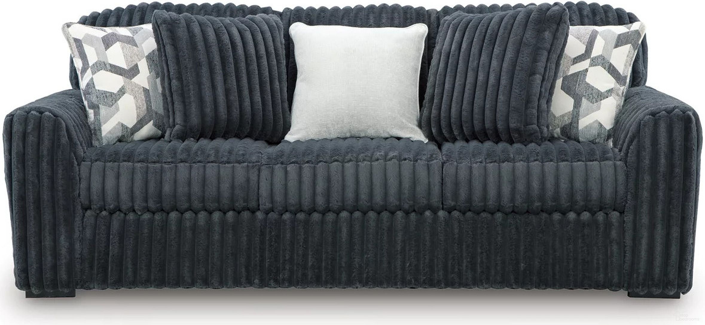 The appearance of Midnight-Madness Sofa In Gunmetal designed by Signature Design by Ashley in the modern / contemporary interior design. This gunmetal piece of furniture  was selected by 1StopBedrooms from Midnight-Madness Collection to add a touch of cosiness and style into your home. Sku: 9810538. Material: Polyester.
