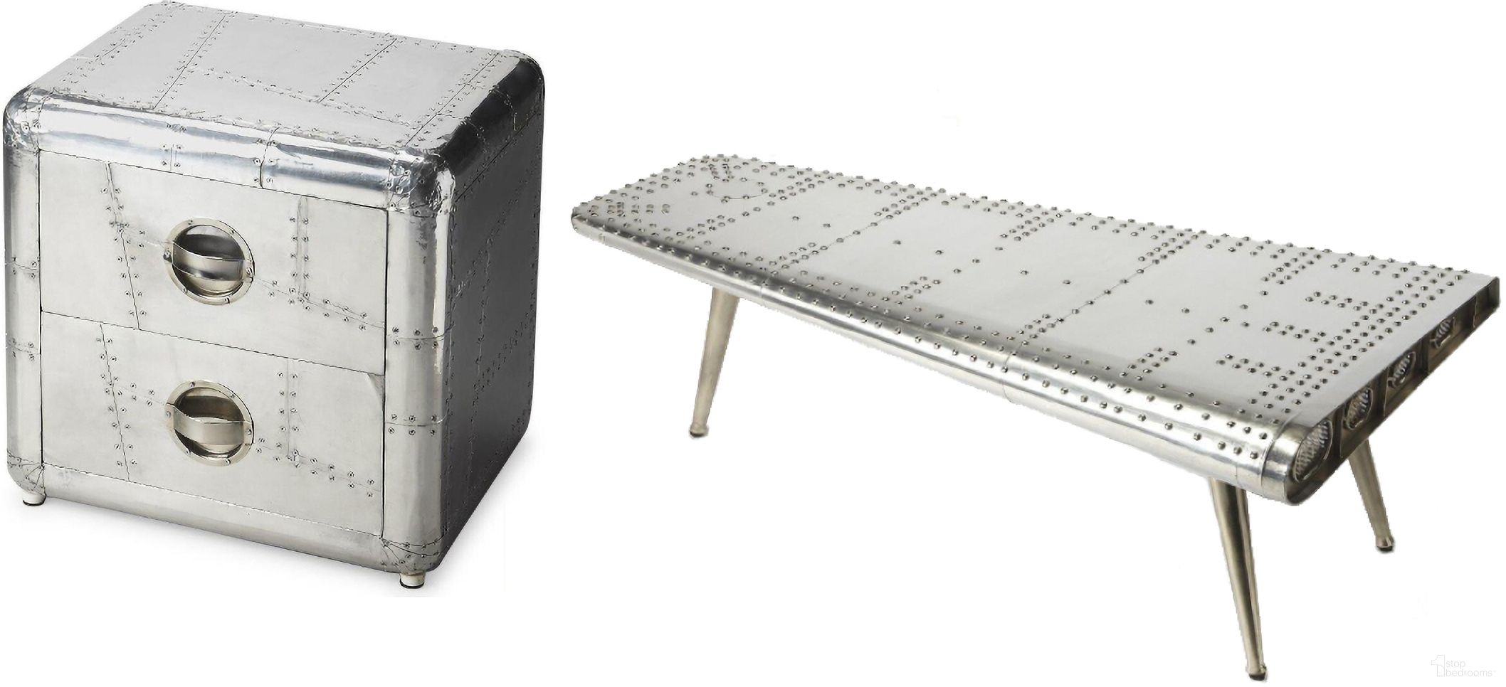 Midway Aviator Occasional Table Set In Silver