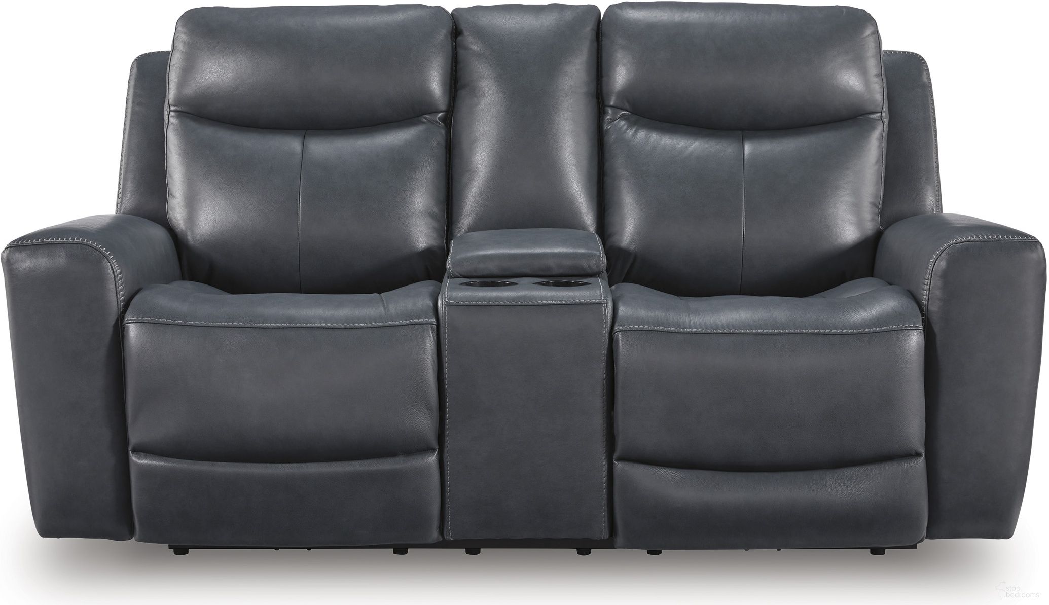 The appearance of Mighty Moves Power Reclining Loveseat In Admiral designed by Signature Design by Ashley in the modern / contemporary interior design. This admiral piece of furniture  was selected by 1StopBedrooms from Mighty Moves Collection to add a touch of cosiness and style into your home. Sku: NCU1210018. Material: Leather Match.
