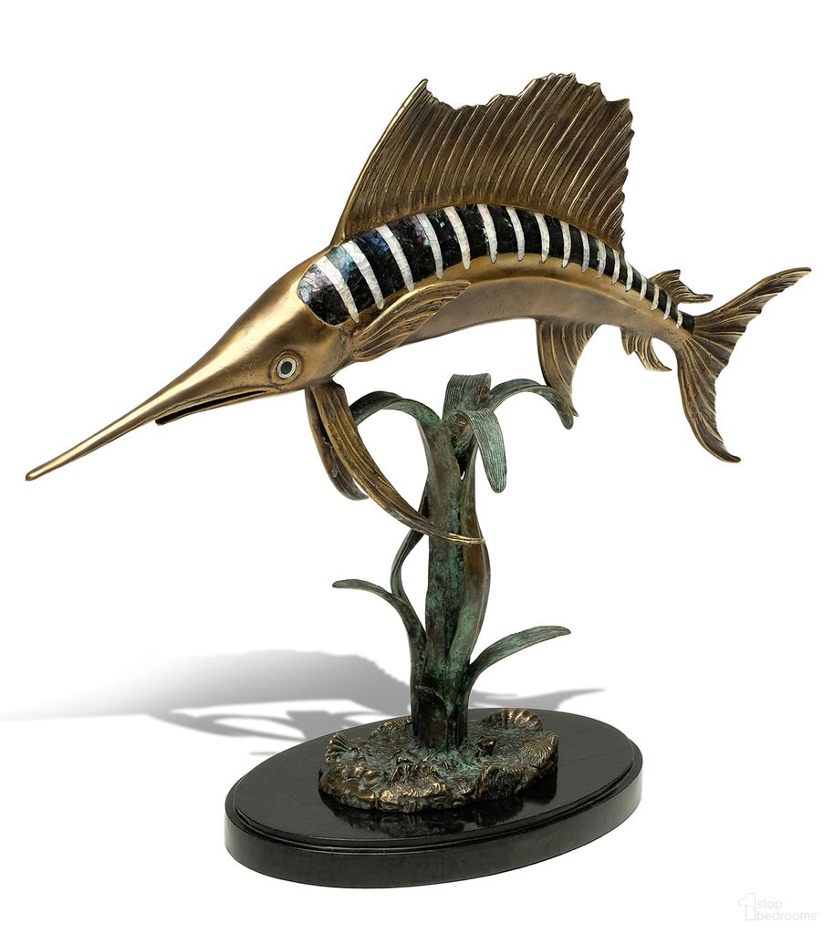 The appearance of Mighty Sailfish Sculpture In Brass and Black designed by Maitland-Smith in the interior design. This brass and black piece of furniture was selected by 1StopBedrooms from Maitland Smith Collection to add a touch of cosiness and style into your home. Sku: 89-1808. Material: Brass.