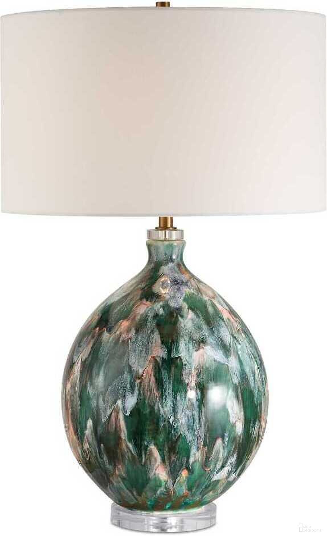 Mihaela Drip Glaze Table Lamp In Blue
