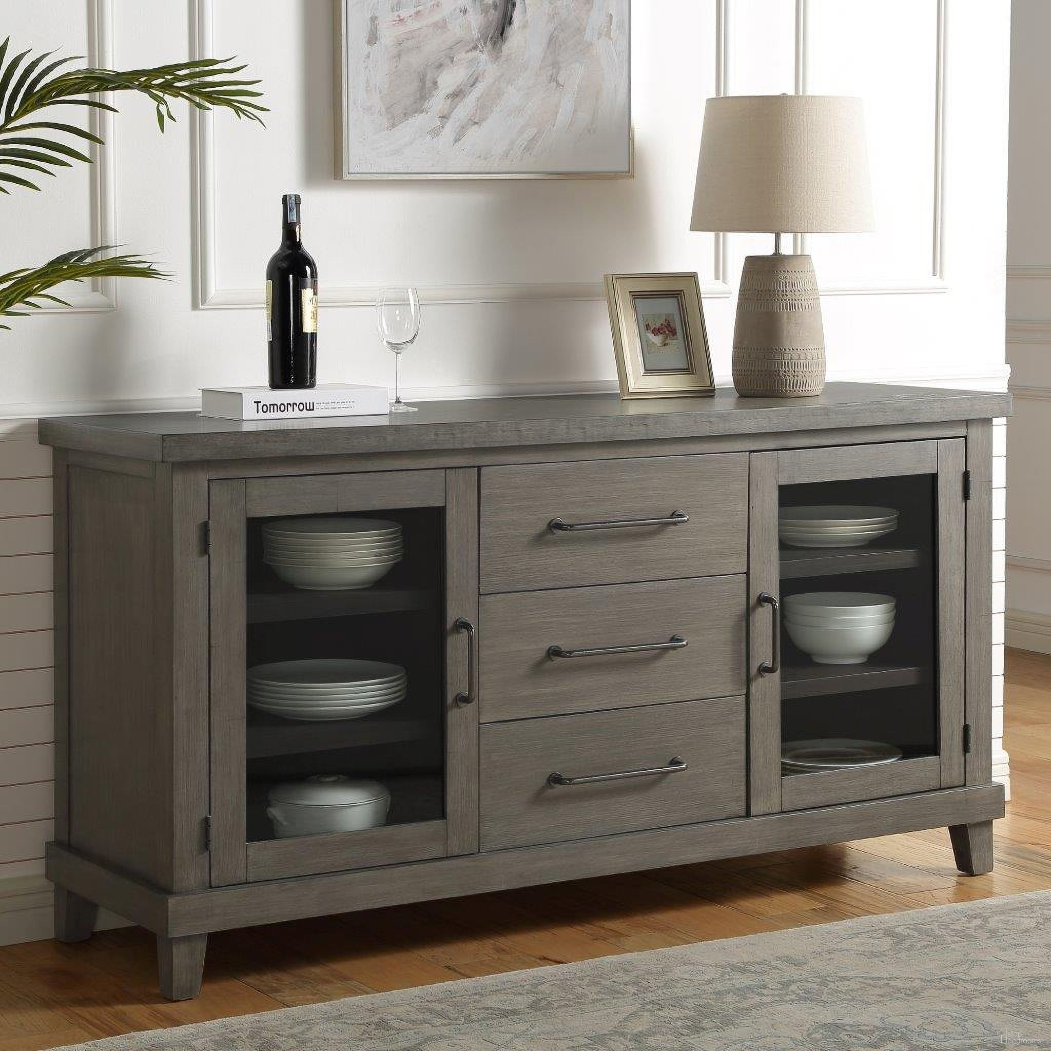 The appearance of Mila Server designed by Steve Silver in the transitional interior design. This washed grey piece of furniture was selected by 1StopBedrooms from Mila Collection to add a touch of cosiness and style into your home. Sku: MI500SV. Material: Rubberwood.