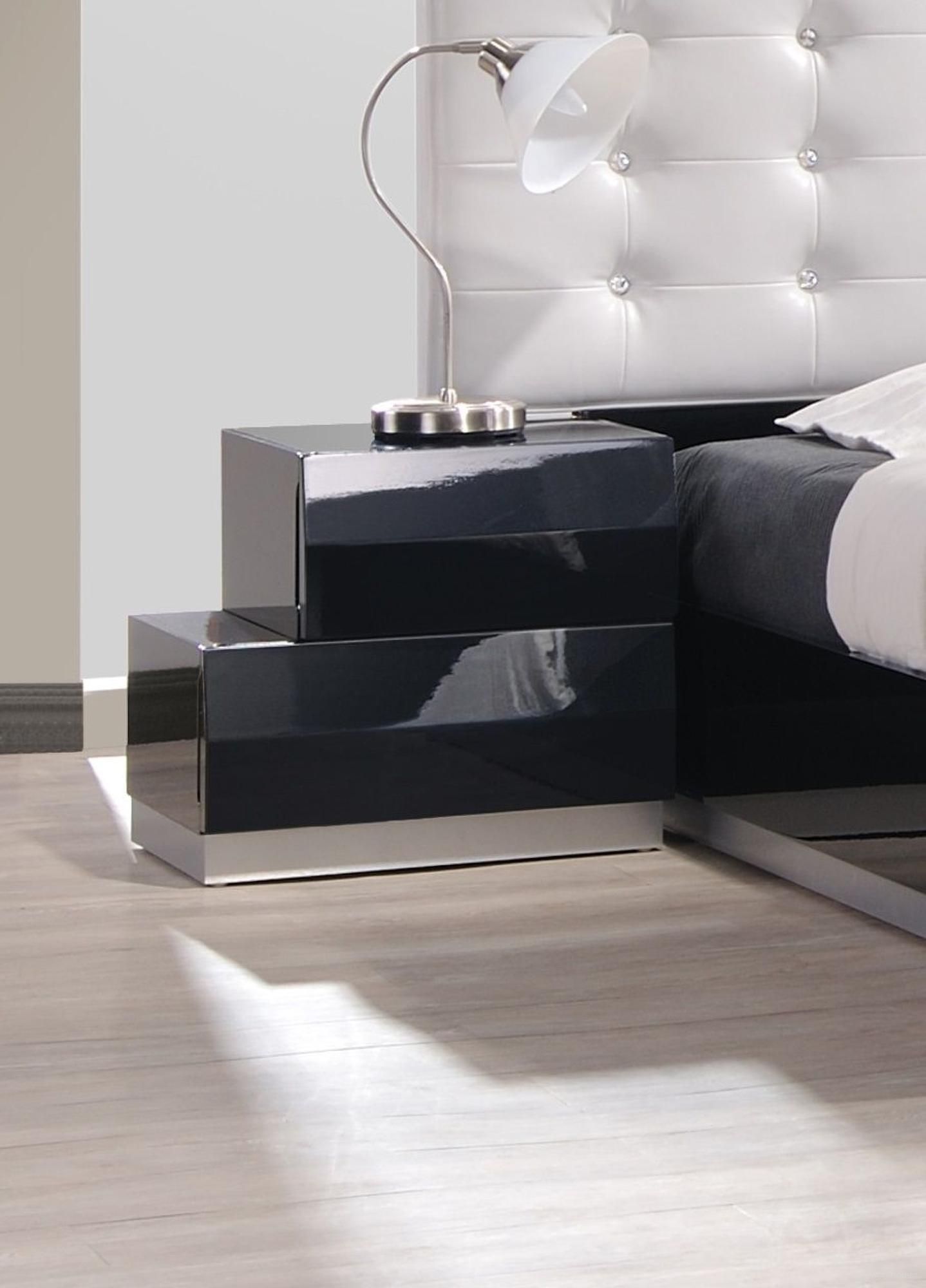 Milan Black Lacquer LAF Nightstand