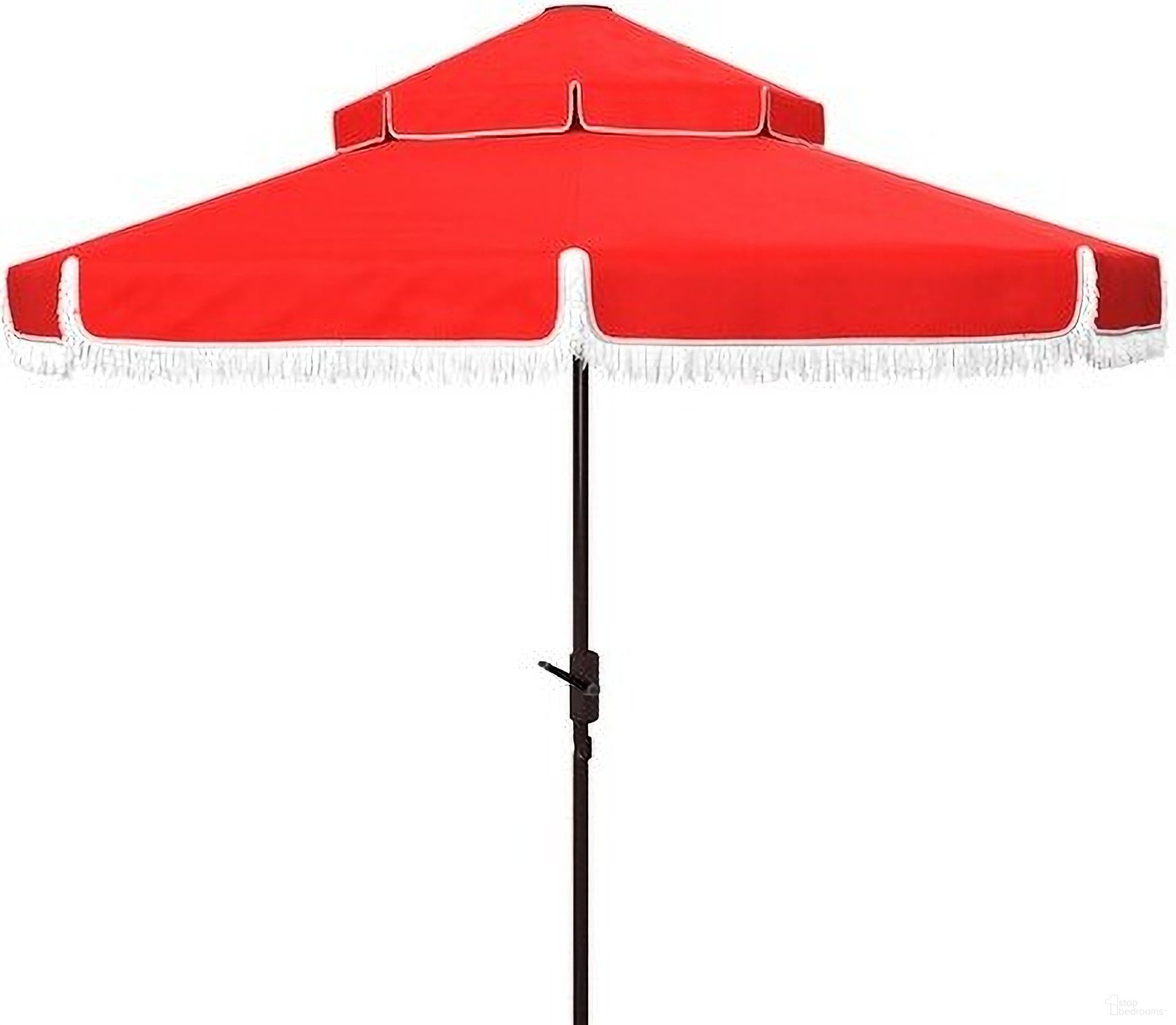 Milan Fringe 9Ft Double Top Crank Umbrella in Red