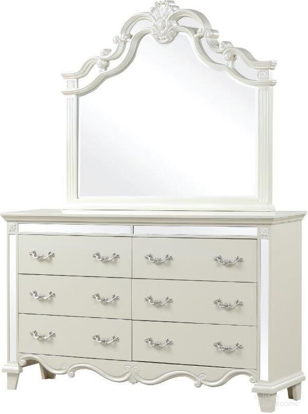 The appearance of Milan Mirror Framed Dresser Made With Wood In White designed by Galaxy Home Furnishings in the modern / contemporary interior design. This white piece of furniture was selected by 1StopBedrooms from Milan Collection to add a touch of cosiness and style into your home. Sku: 698781046210. Material: Wood.