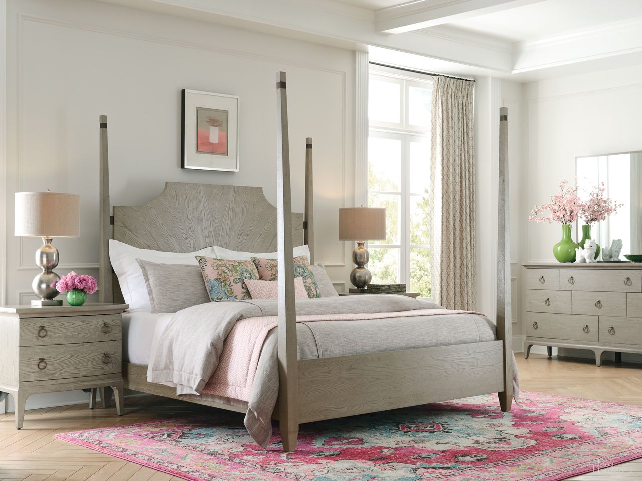 Milan Patterson Poster Bedroom Set In Bronze and Stone