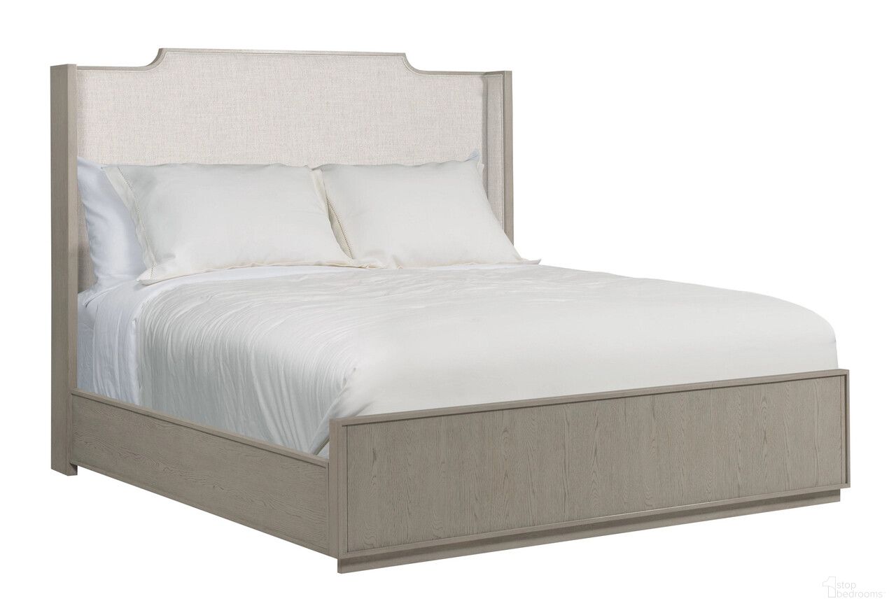 Milan Sharon California King Upholstered Bed In Bronze and Stone