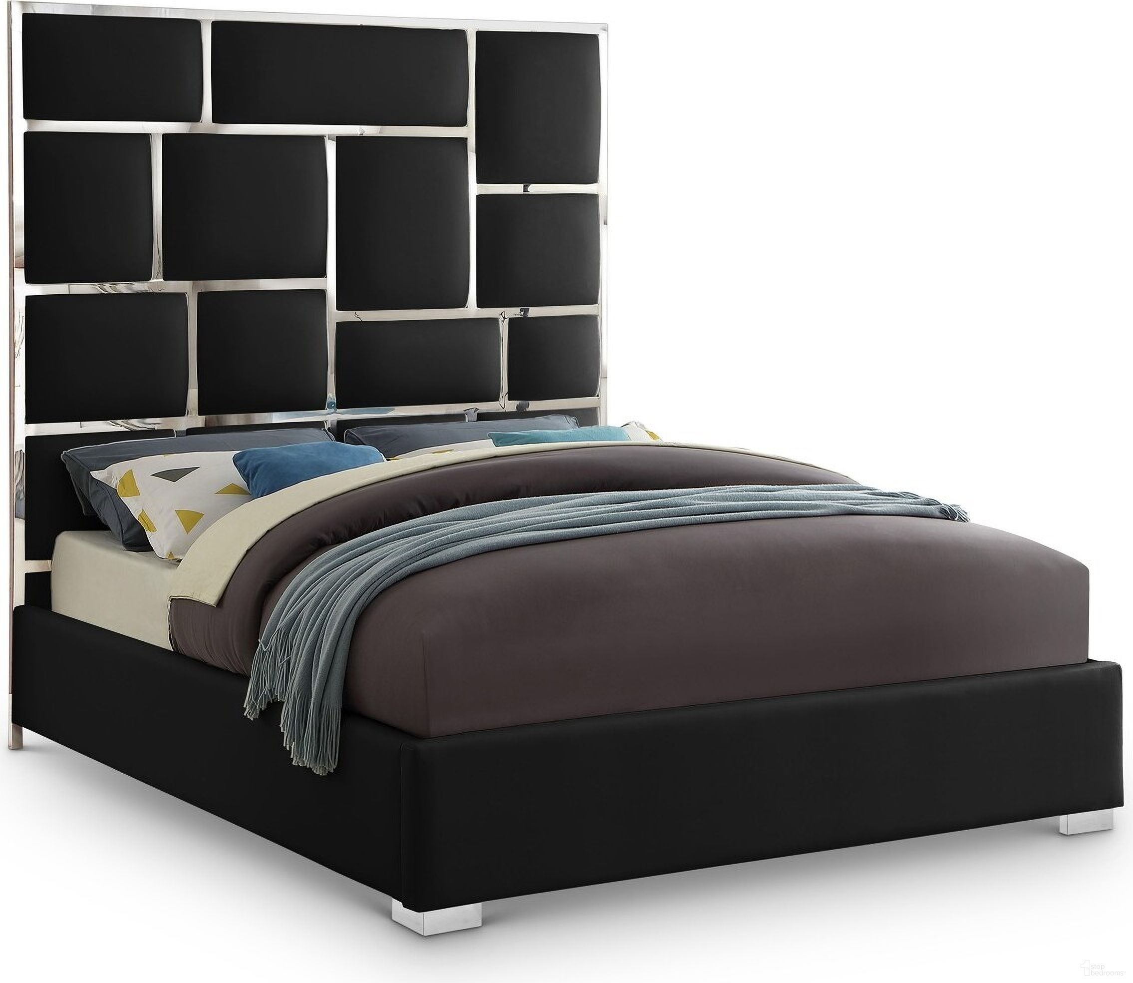 Milan Vegan Leather King Bed In Black