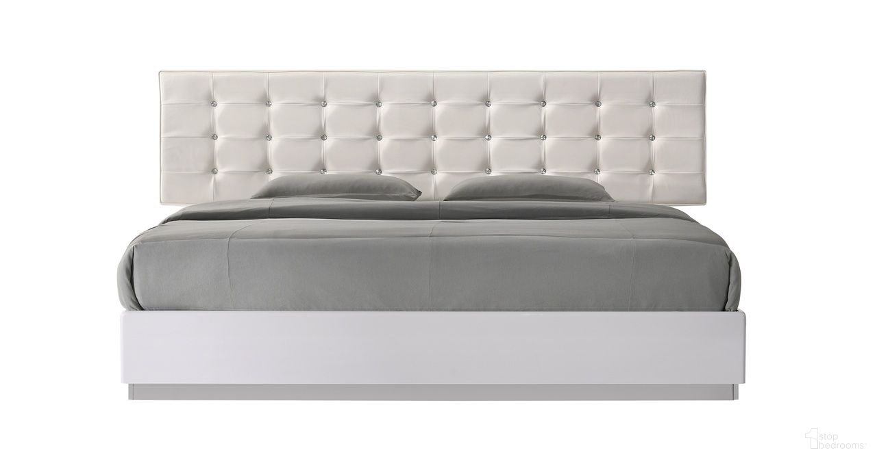 Milan White Lacquer King Platform Bed