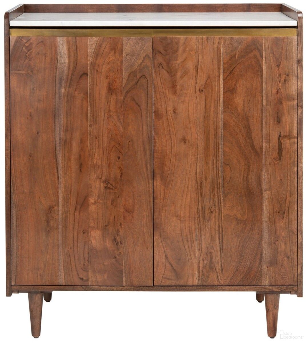 Milana Marble Bar Cabinet In Walnut and White