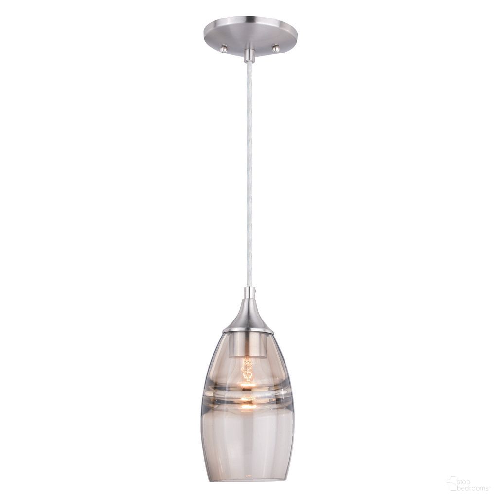 The appearance of Milano 4.75 Inch Mini Pendant Amber Fog Glass In Satin Nickel designed by Vaxcel in the transitional interior design. This satin nickel piece of furniture was selected by 1StopBedrooms from Milano Collection to add a touch of cosiness and style into your home. Sku: P0276. Material: Steel.