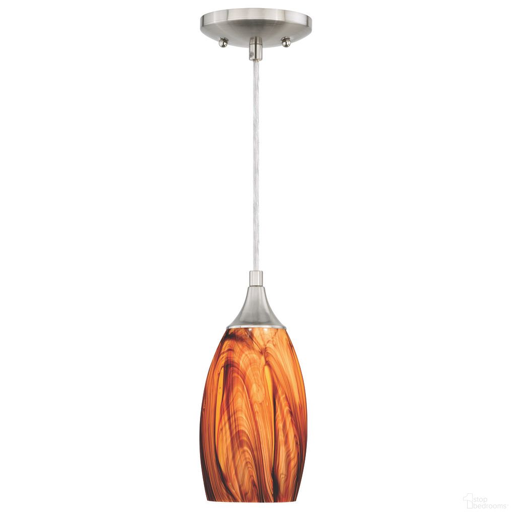 The appearance of Milano 4.75 Inch Mini Pendant Smoky Fire Glass In Satin Nickel designed by Vaxcel in the transitional interior design. This satin nickel piece of furniture was selected by 1StopBedrooms from Milano Collection to add a touch of cosiness and style into your home. Sku: P0178. Material: Steel.