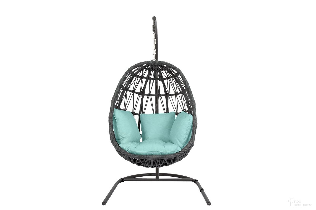 The appearance of Milano Hanging Chair in Dupione Celeste designed by Sunset West in the modern / contemporary interior design. This dupione celeste piece of furniture was selected by 1StopBedrooms from Milano Collection to add a touch of cosiness and style into your home. Sku: SW4101-HC-8067. Material: Olefin Rope.