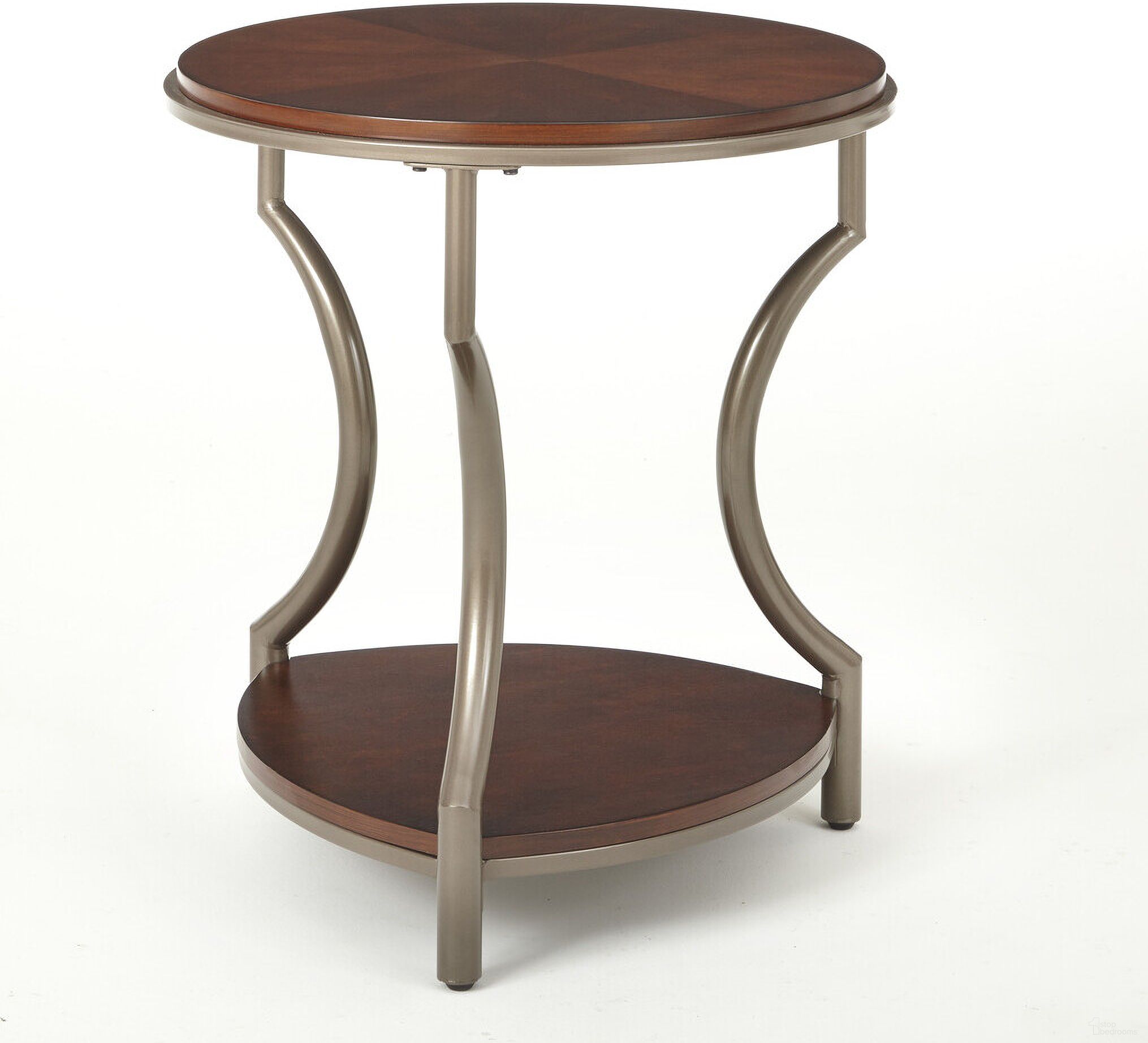 The appearance of Miles Round End Table designed by Steve Silver in the transitional interior design. This merlot piece of furniture  was selected by 1StopBedrooms from Miles Collection to add a touch of cosiness and style into your home. Sku: ML300E. Material: Wood.