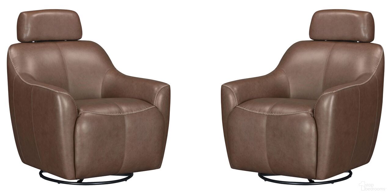Miles Swivel Gliding Accent Chair Set of 2 In Renaissance Tobacco