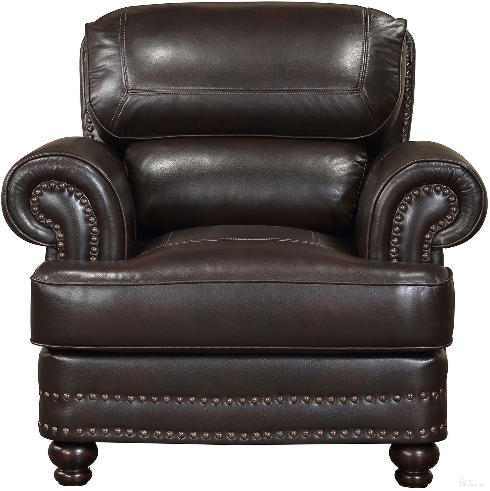 The appearance of Milford Chair In Brown designed by Homelegance in the traditional interior design. This brown piece of furniture was selected by 1StopBedrooms from Milford Collection to add a touch of cosiness and style into your home. Sku: 9268BRW-1. Material: Faux Leather.