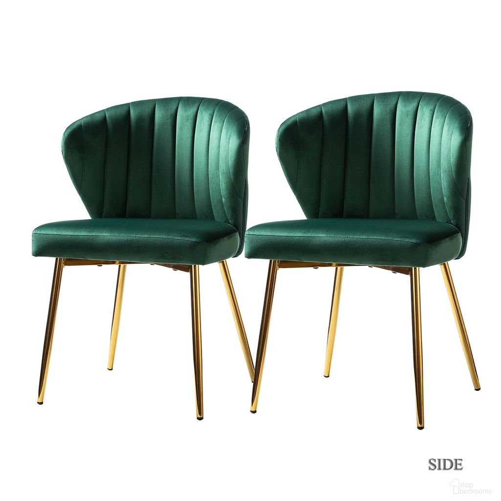 The appearance of Milia Dining Chair Set Of 2 In Green designed by Karat Home in the modern / contemporary interior design. This green piece of furniture was selected by 1StopBedrooms from Milia Collection to add a touch of cosiness and style into your home. Sku: CHM0011-S2-GREEN. Material: Velvet. Chair Type: Side Chair.
