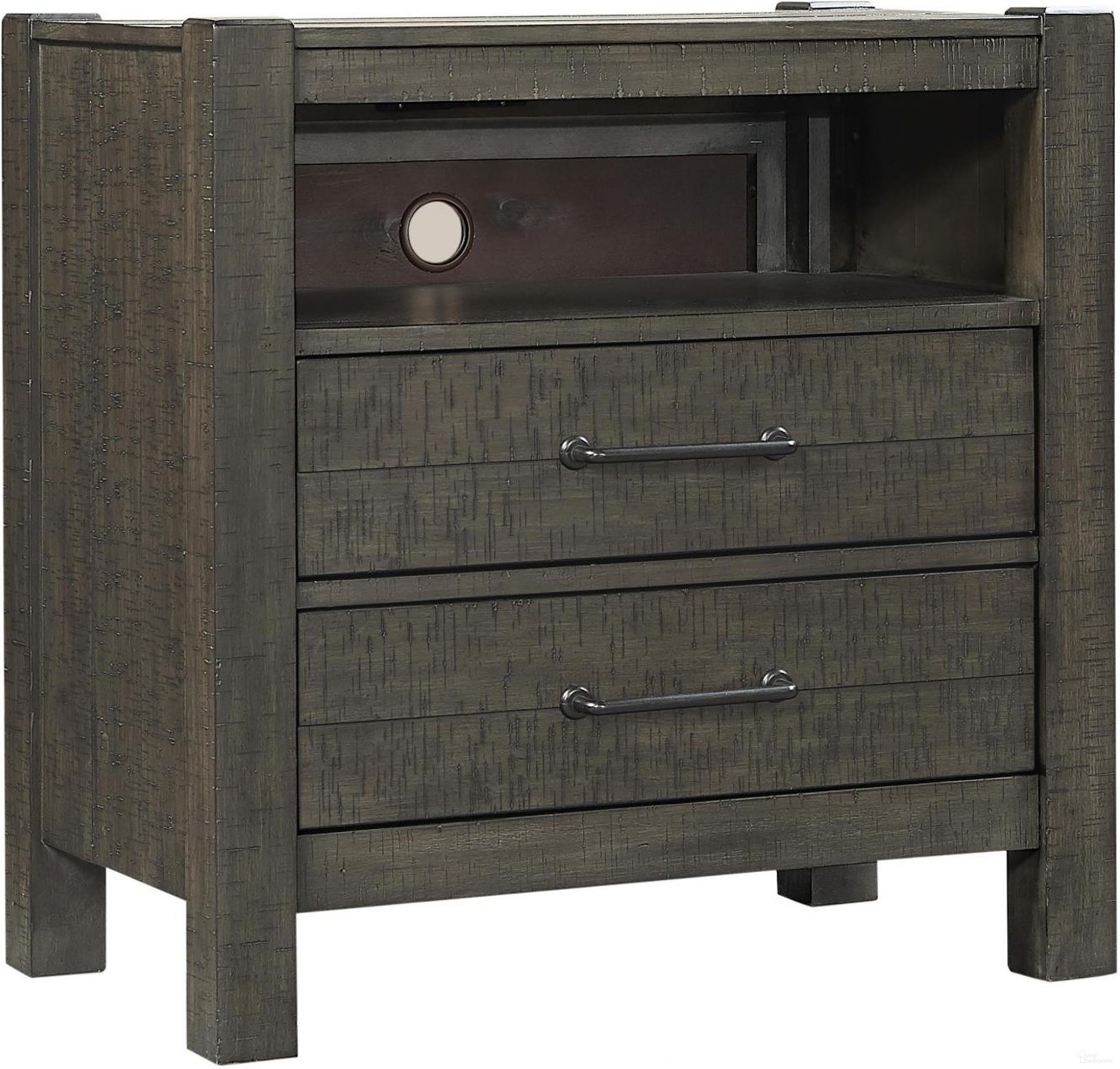The appearance of Mill Creek 2 Drawer Nightstand In Carob designed by Aspenhome in the rustic / southwestern interior design. This carob piece of furniture  was selected by 1StopBedrooms from Mill Creek Collection to add a touch of cosiness and style into your home. Sku: I227-450-1. Material: Wood.