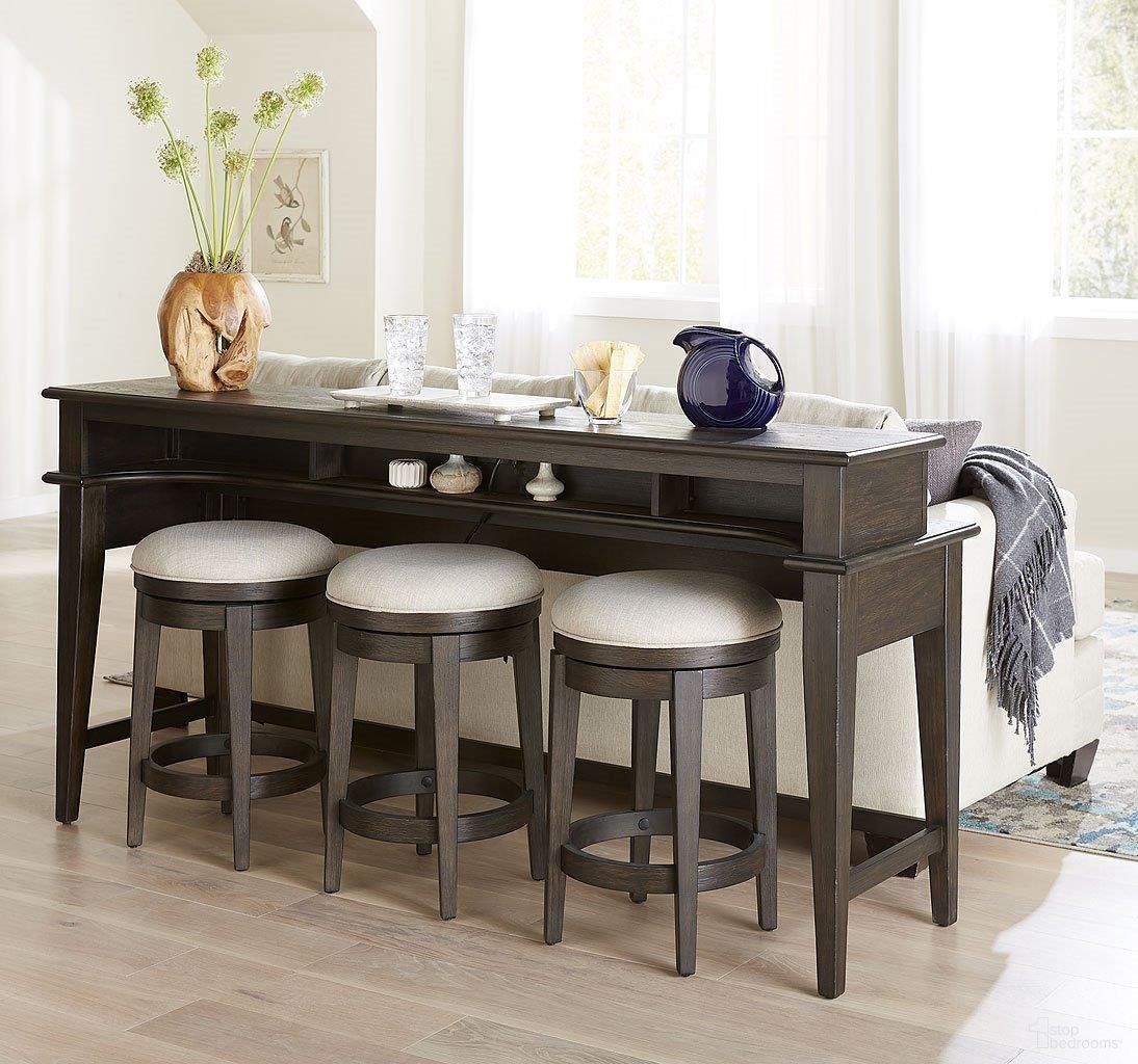 The appearance of Mill Creek Dark Brown Bar Set designed by Liberty in the transitional interior design. This dark brown piece of furniture was selected by 1StopBedrooms from Mill Creek Collection to add a touch of cosiness and style into your home. Sku: 792-OT7436;792-OT9003. Material: Rubberwood.