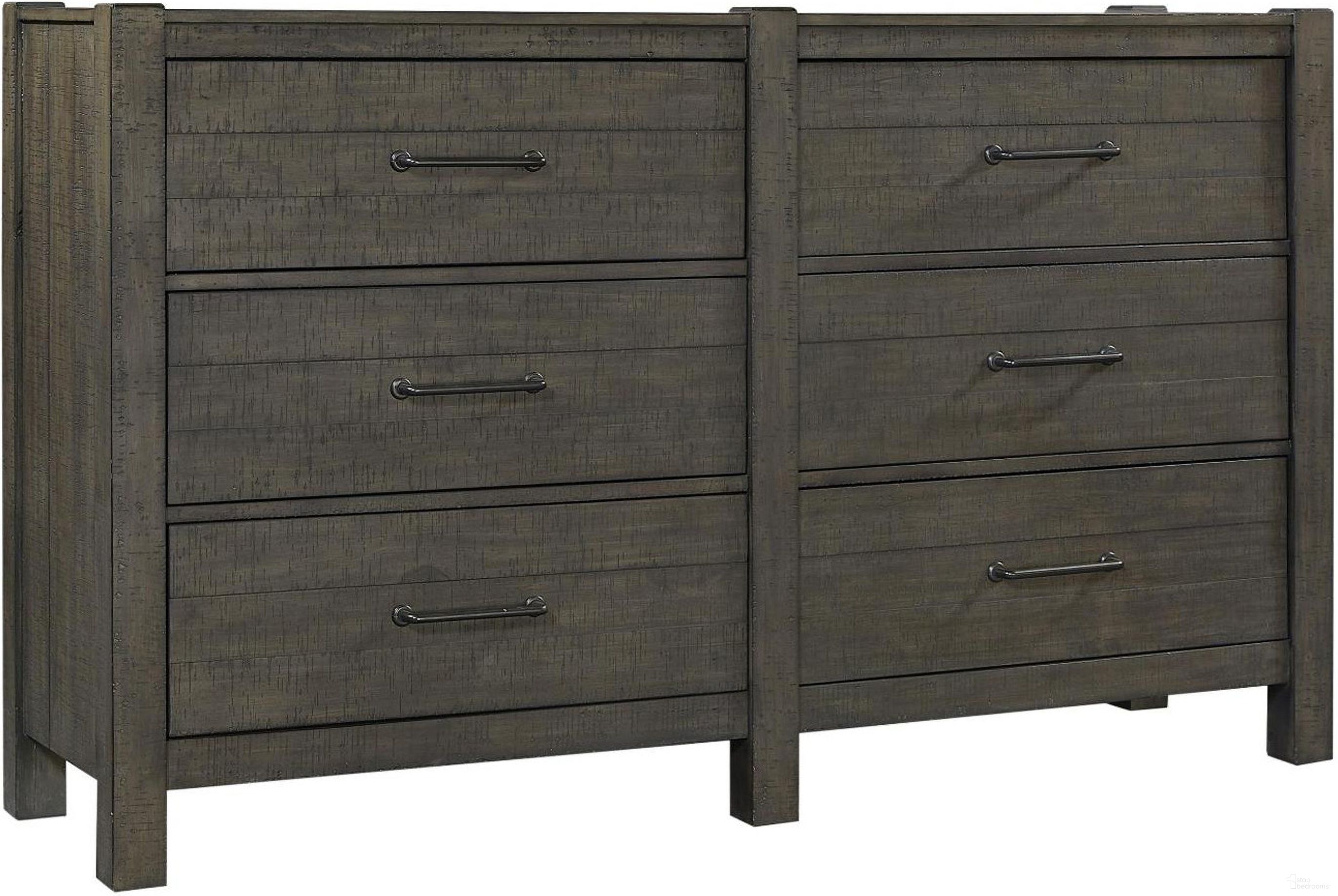 The appearance of Mill Creek Dresser In Carob designed by Aspenhome in the rustic / southwestern interior design. This carob piece of furniture  was selected by 1StopBedrooms from Mill Creek Collection to add a touch of cosiness and style into your home. Sku: I227-453-1. Material: Wood.