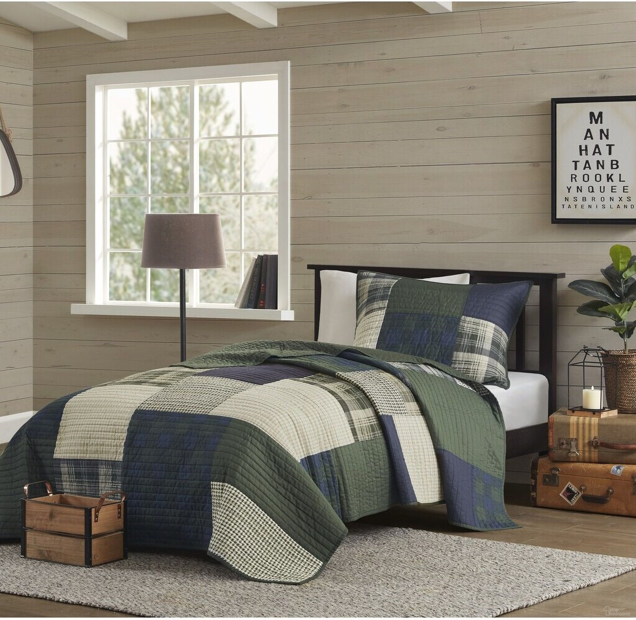 The appearance of Mill Creek Oversized Cotton 2 Piece Quilt Set In Green designed by Olliix in the cabin / lodge interior design. This green piece of furniture was selected by 1StopBedrooms from Mill Creek Collection to add a touch of cosiness and style into your home. Sku: WR13-3919. Bed Size: Twin. Material: Cotton.