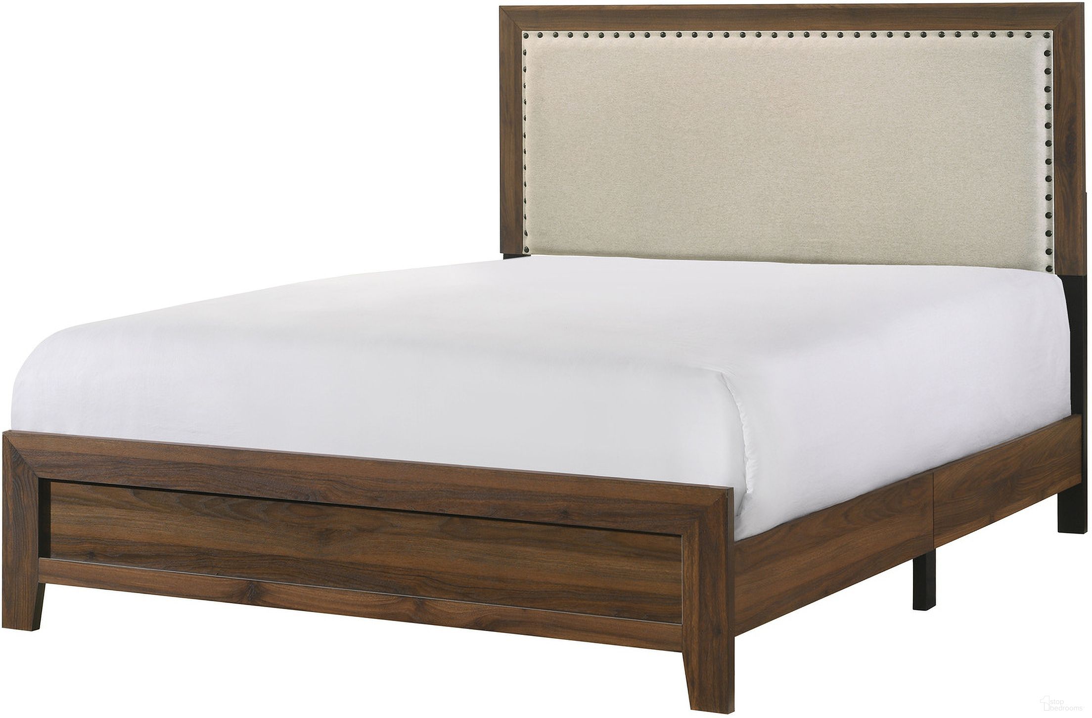 The appearance of Millie Queen Upholstery Bed In Brown Cherry designed by Crown Mark in the transitional interior design. This brown cherry piece of furniture was selected by 1StopBedrooms from Millie Collection to add a touch of cosiness and style into your home. Sku: B9255-Q-BED. Bed Size: Queen. Material: MDF. Bed Type: Upholstered Bed.