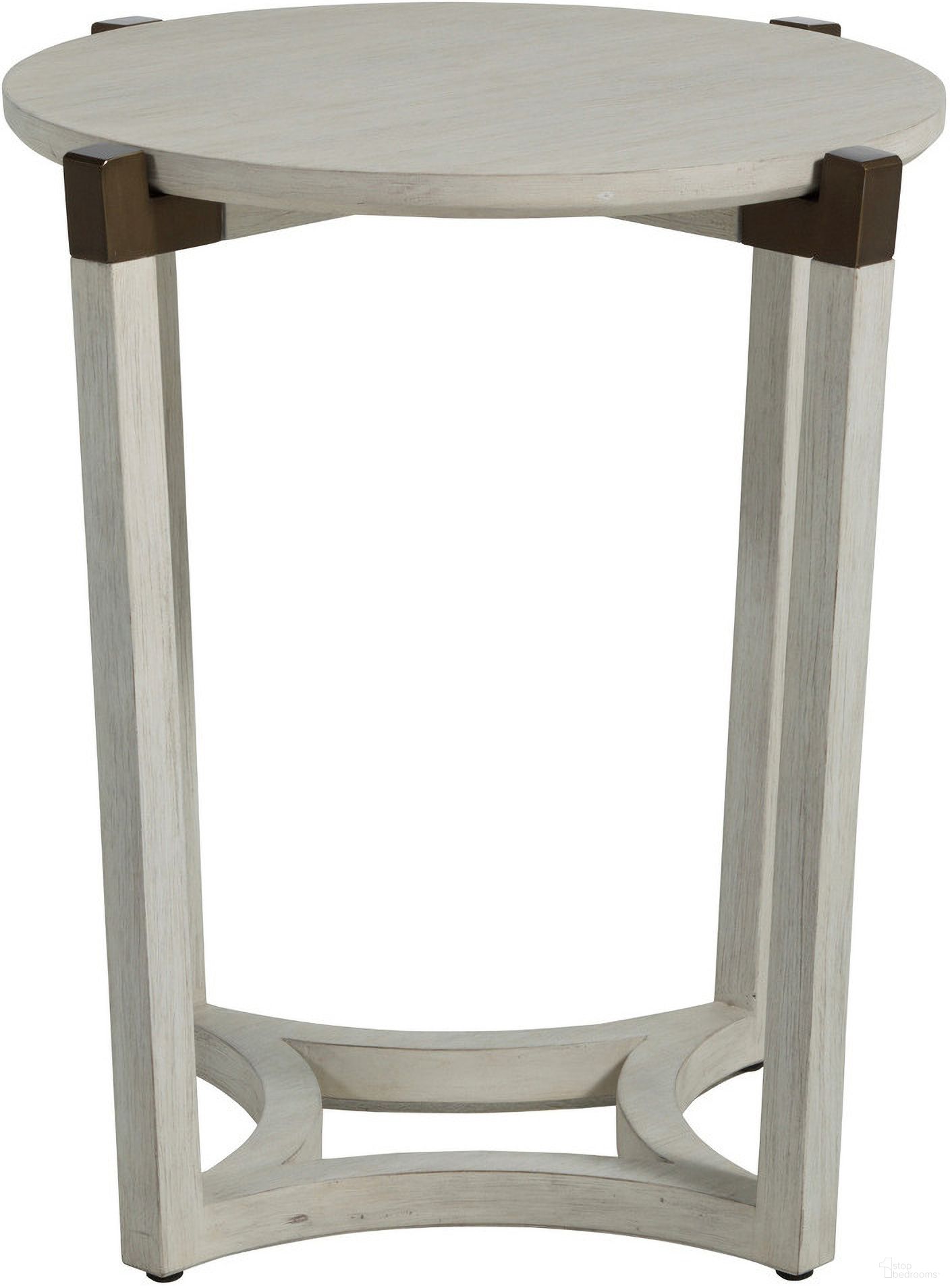 The appearance of Mills Side Table In Sesame White and Aged Brass designed by Gabby in the transitional interior design. This sesame white/aged brass piece of furniture  was selected by 1StopBedrooms from Mills Collection to add a touch of cosiness and style into your home. Sku: SCH-160300. Material: Oak.