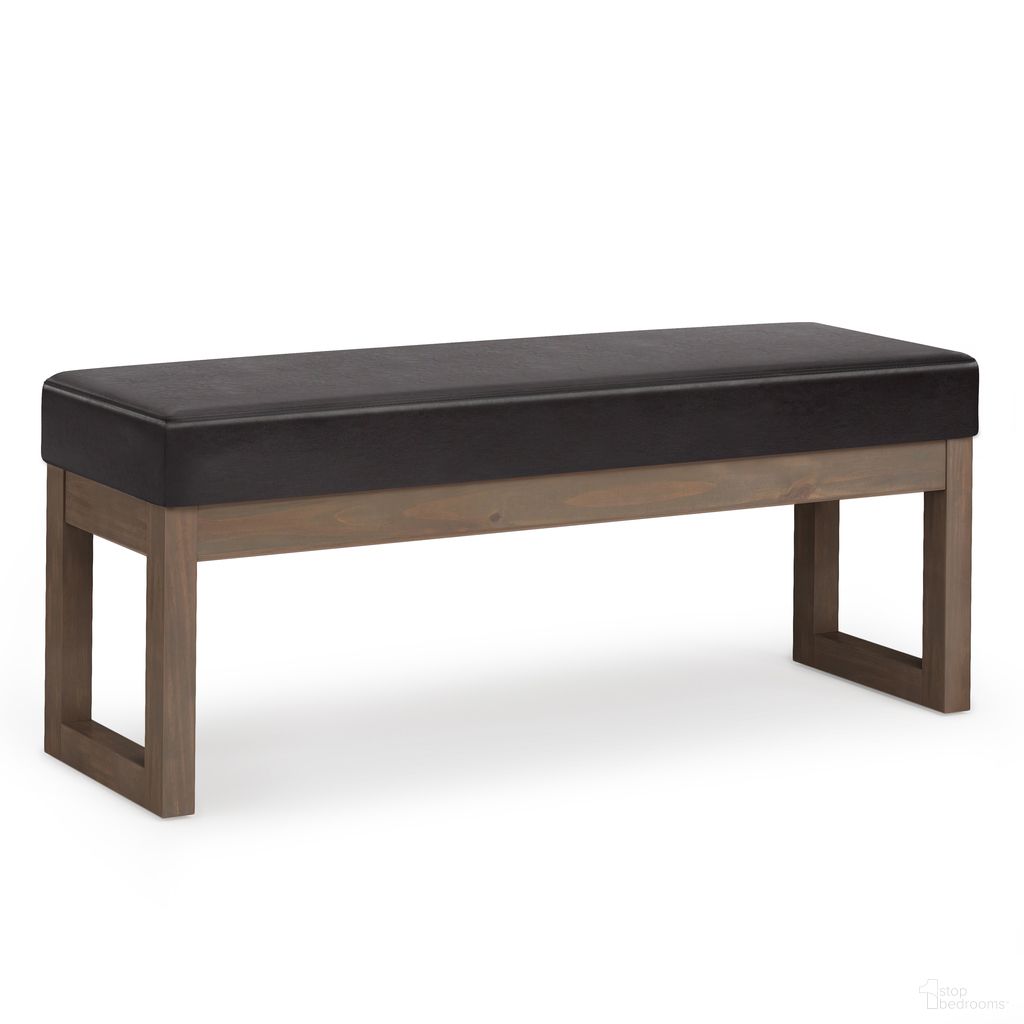 The appearance of Milltown Solid Wood Large Ottoman Bench In Tanners Brown designed by Simpli Home in the modern / contemporary interior design. This tanners brown piece of furniture was selected by 1StopBedrooms from Milltown Collection to add a touch of cosiness and style into your home. Sku: AXCOT-252L-BR. Material: Faux Leather.