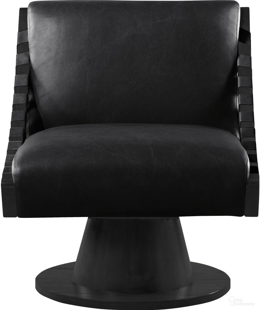 Millwin Vegan Leather Swivel Accent Chair In Black