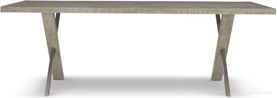 The appearance of Milo Dining Table designed by Bernhardt in the modern / contemporary interior design. This morel/glazed silver piece of furniture was selected by 1StopBedrooms from Highland Park Collection to add a touch of cosiness and style into your home. Sku: 398224G. Table Base Style: Double Pedestal. Material: Steel. Table Top Shape: Rectangular. Size: 42" x 88".