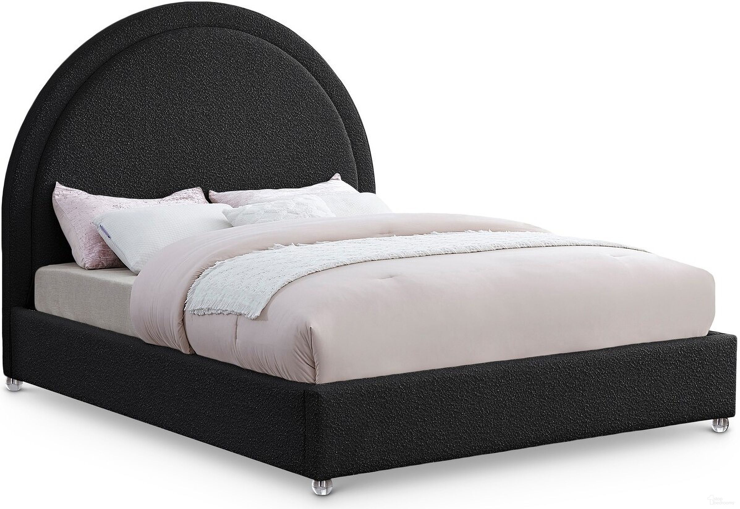 The appearance of Milo Fabric King Bed In Black designed by Meridian in the modern / contemporary interior design. This black piece of furniture was selected by 1StopBedrooms from Milo Collection to add a touch of cosiness and style into your home. Sku: MiloBlack-K Box 1/2 (Headboard / Slats);MiloBlack-K Box 2/2 (Siderails / Footboard / Legs). Bed Type: Panel Bed. Material: Wood. Bed Size: King.