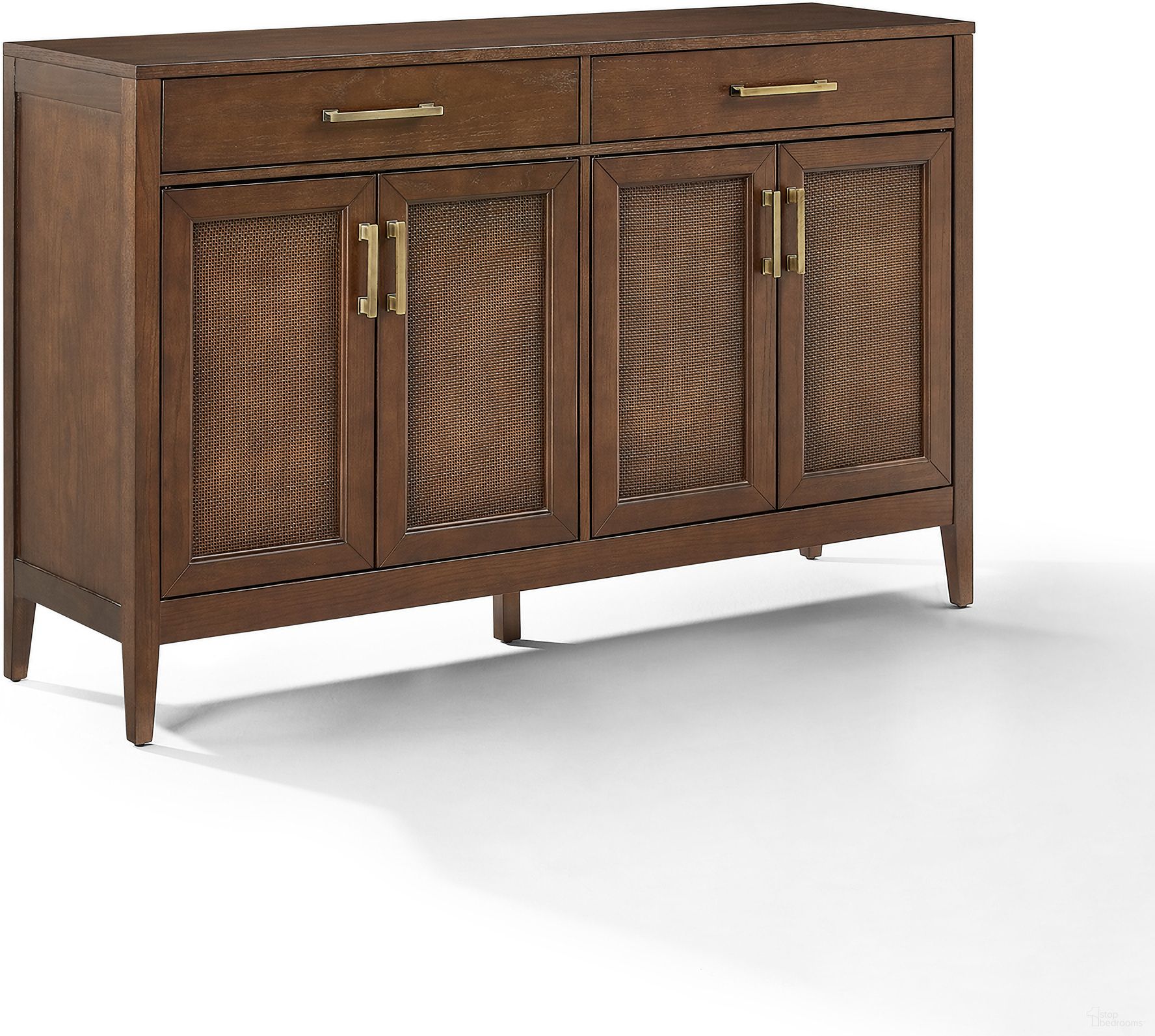 The appearance of Milo Sideboard In Dark Brown designed by Crosley Brands in the modern / contemporary interior design. This dark brown piece of furniture was selected by 1StopBedrooms from Milo Collection to add a touch of cosiness and style into your home. Sku: CF4215-BR. Material: Particle Board.