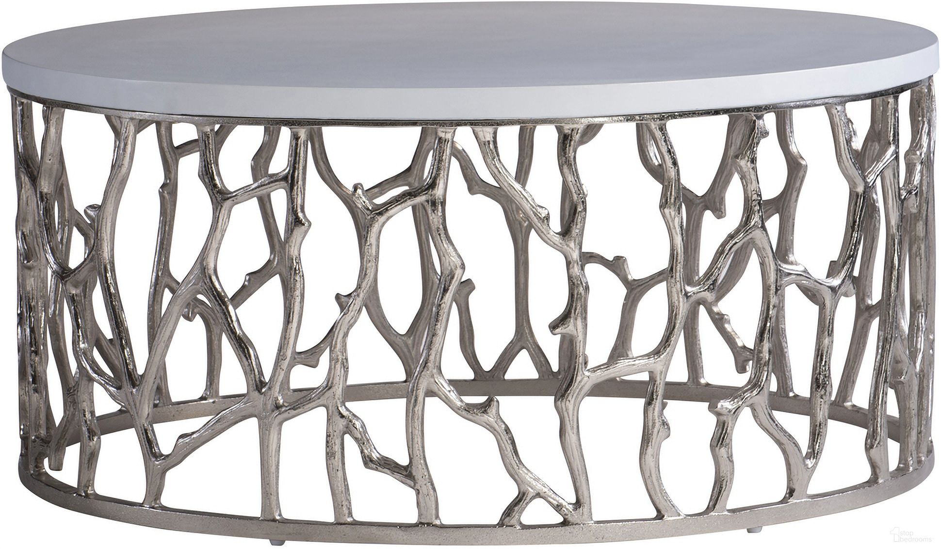 The appearance of Milos Outdoor Cocktail Table designed by Bernhardt in the modern / contemporary interior design. This bone piece of furniture was selected by 1StopBedrooms from Milos Collection to add a touch of cosiness and style into your home. Sku: X05025. Table Top Shape: Round. Material: Metal.