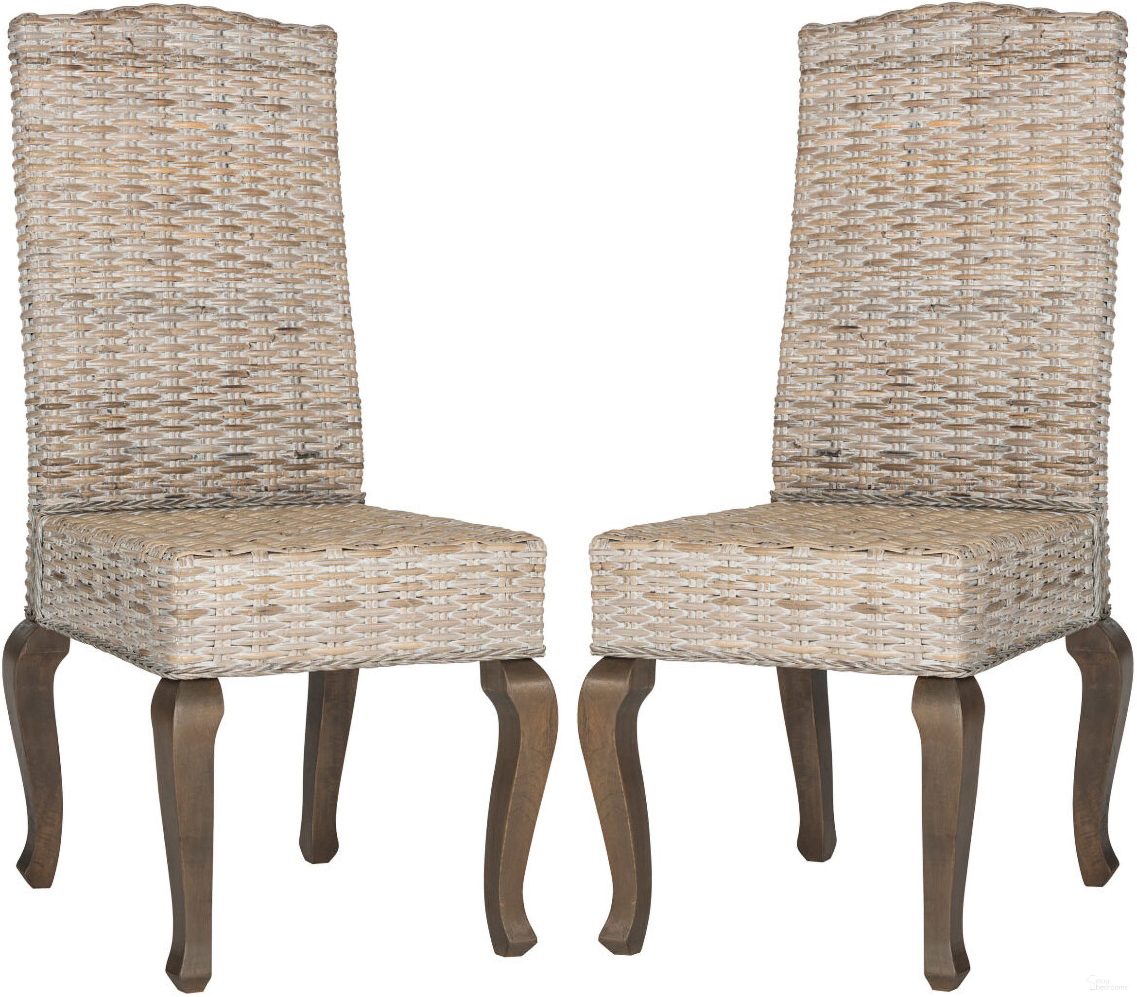 The appearance of Milos White Wash 18 Inch Wicker Dining Chair Set of 2 designed by Safavieh in the transitional interior design. This washed white piece of furniture was selected by 1StopBedrooms from Milos Collection to add a touch of cosiness and style into your home. Sku: SEA8018B-SET2. Material: Rattan. Chair Type: Side Chair.