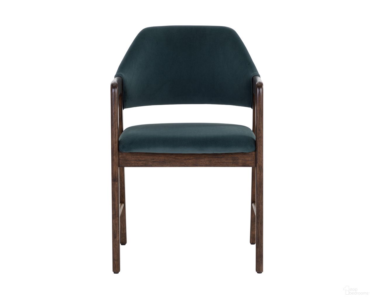 Milton Dining Armchair In Smoke Acacia and Meg Dusty Teal