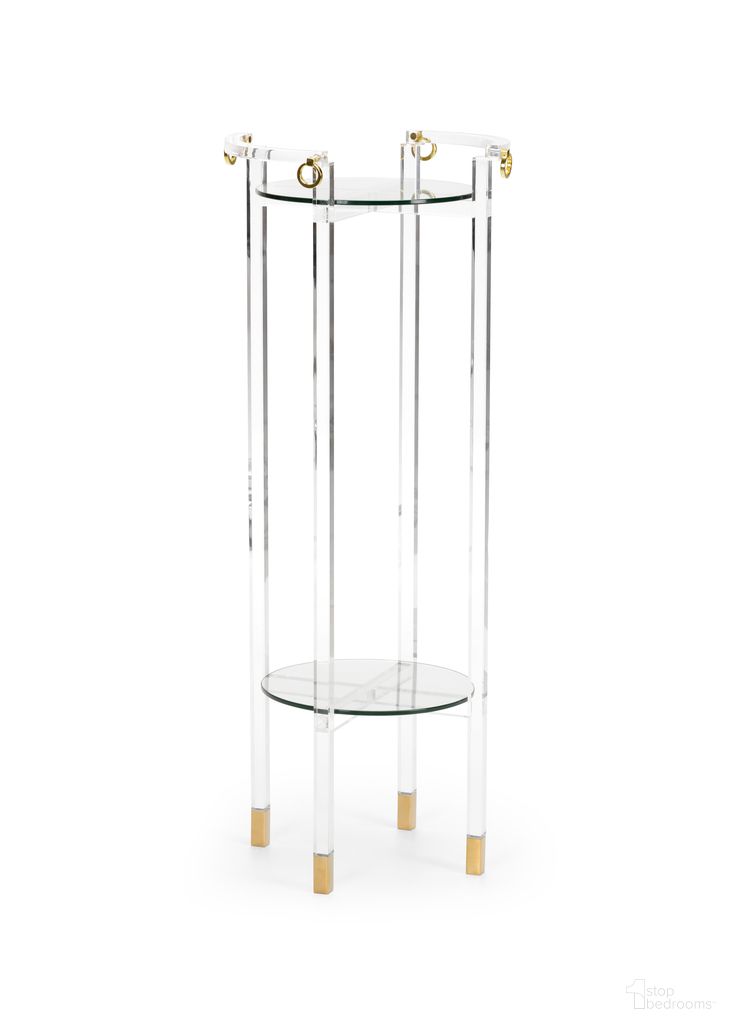 The appearance of Milton Pedestal In Clear and Gold designed by Chelsea House in the modern / contemporary interior design. This clear/gold piece of furniture  was selected by 1StopBedrooms from Claire Bell Collection to add a touch of cosiness and style into your home. Sku: 385023. Material: Acrylic.